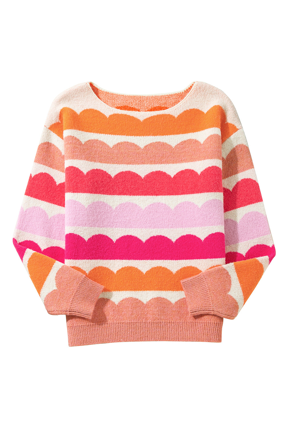 Yellow Wave Striped Balloon Sleeve Drop Shoulder Sweater-Sweaters-[Adult]-[Female]-2022 Online Blue Zone Planet