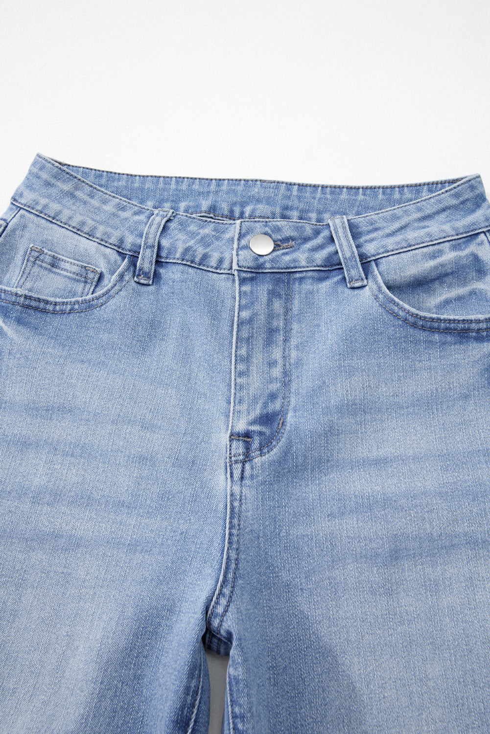 Blue Zone Planet | Beau Blue Mineral Wash Raw Hem High Waist Flared Jeans-Bottoms/Jeans-[Adult]-[Female]-2022 Online Blue Zone Planet
