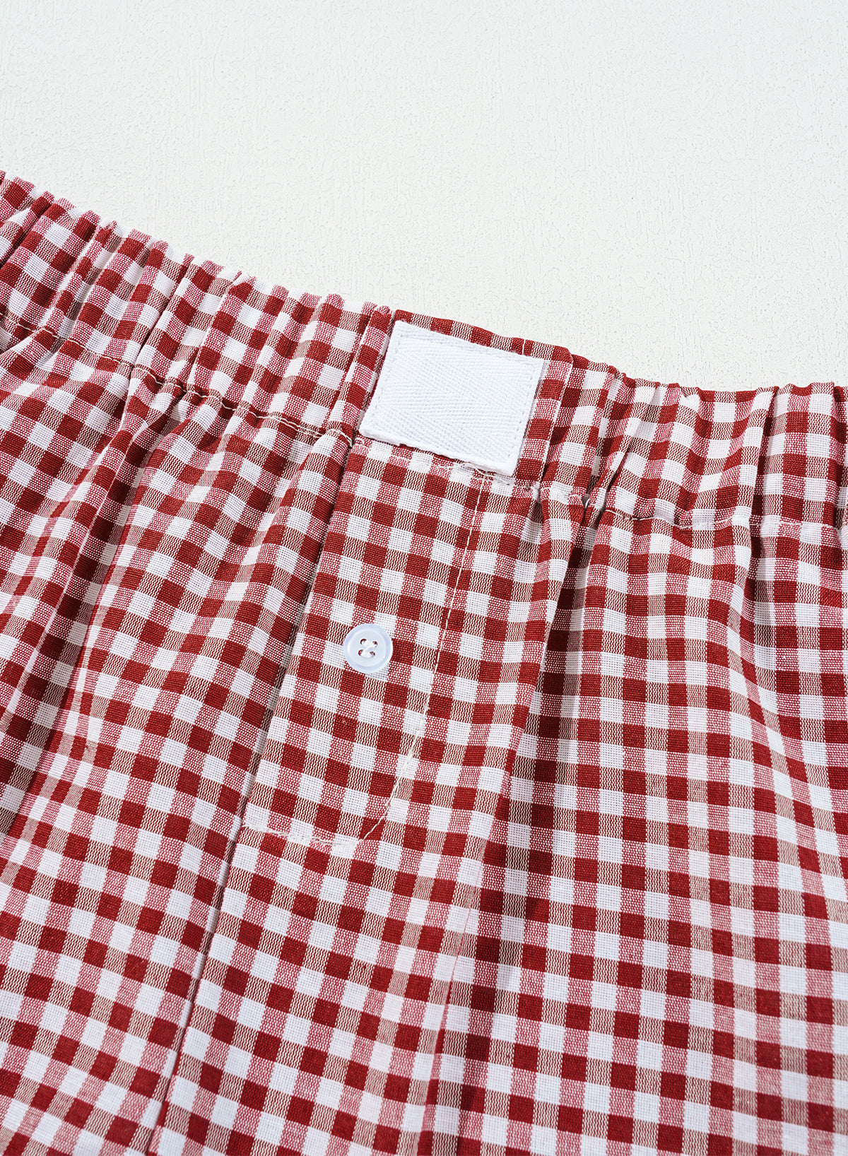 Blue Zone Planet | Red Plaid Gingham Printed High Waist Shorts-Bottoms/Casual Shorts-[Adult]-[Female]-2022 Online Blue Zone Planet