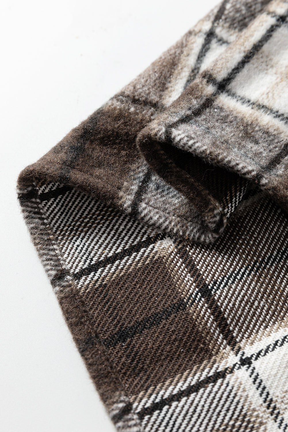 Dark Brown Flanel Plaid Single Chest Pocket Boyfriend Shacket-TOPS / DRESSES-[Adult]-[Female]-2022 Online Blue Zone Planet