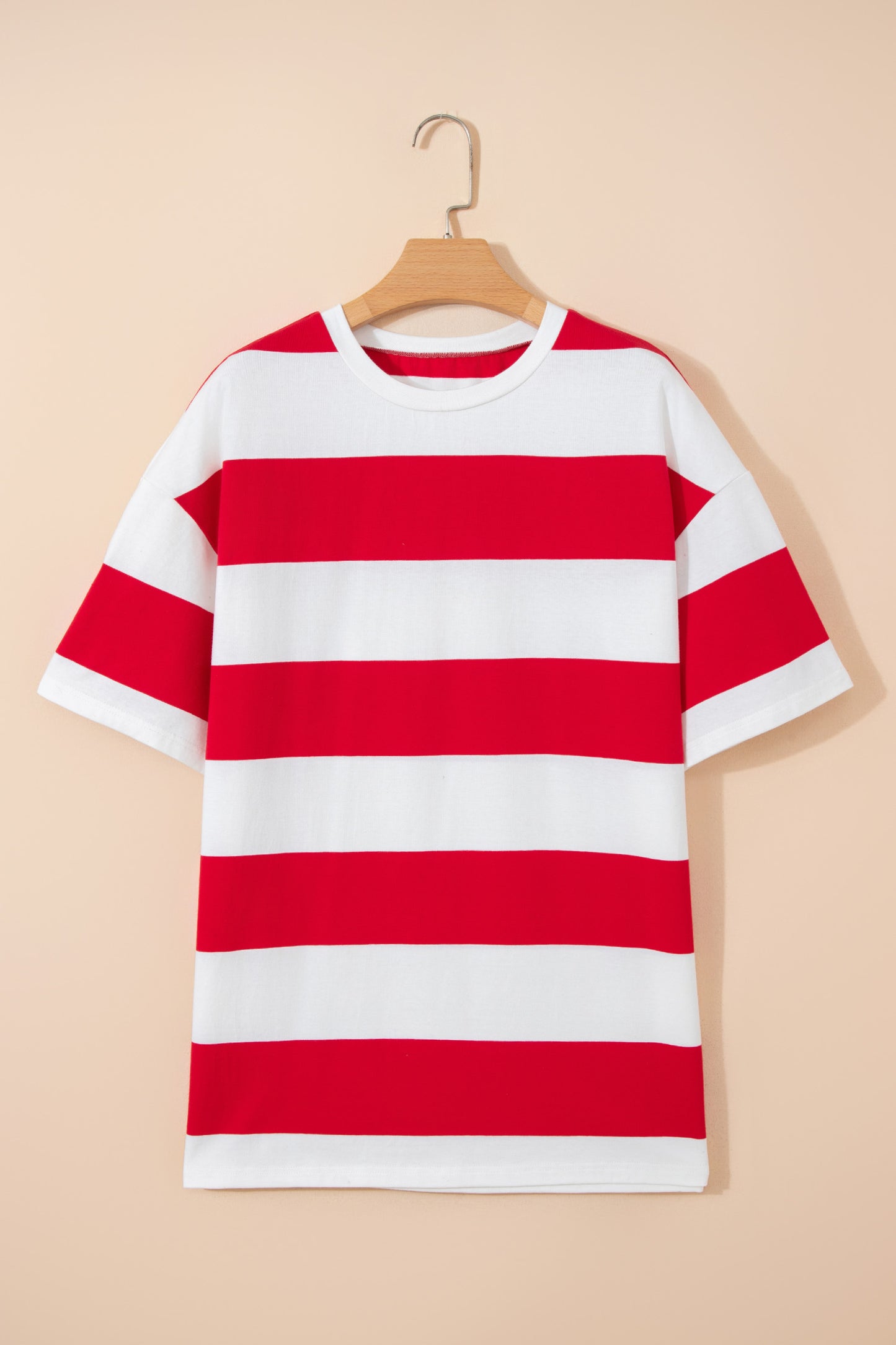 Racing Red Striped Color Block Oversize Tunic Tee-Tops/Tops & Tees-[Adult]-[Female]-2022 Online Blue Zone Planet