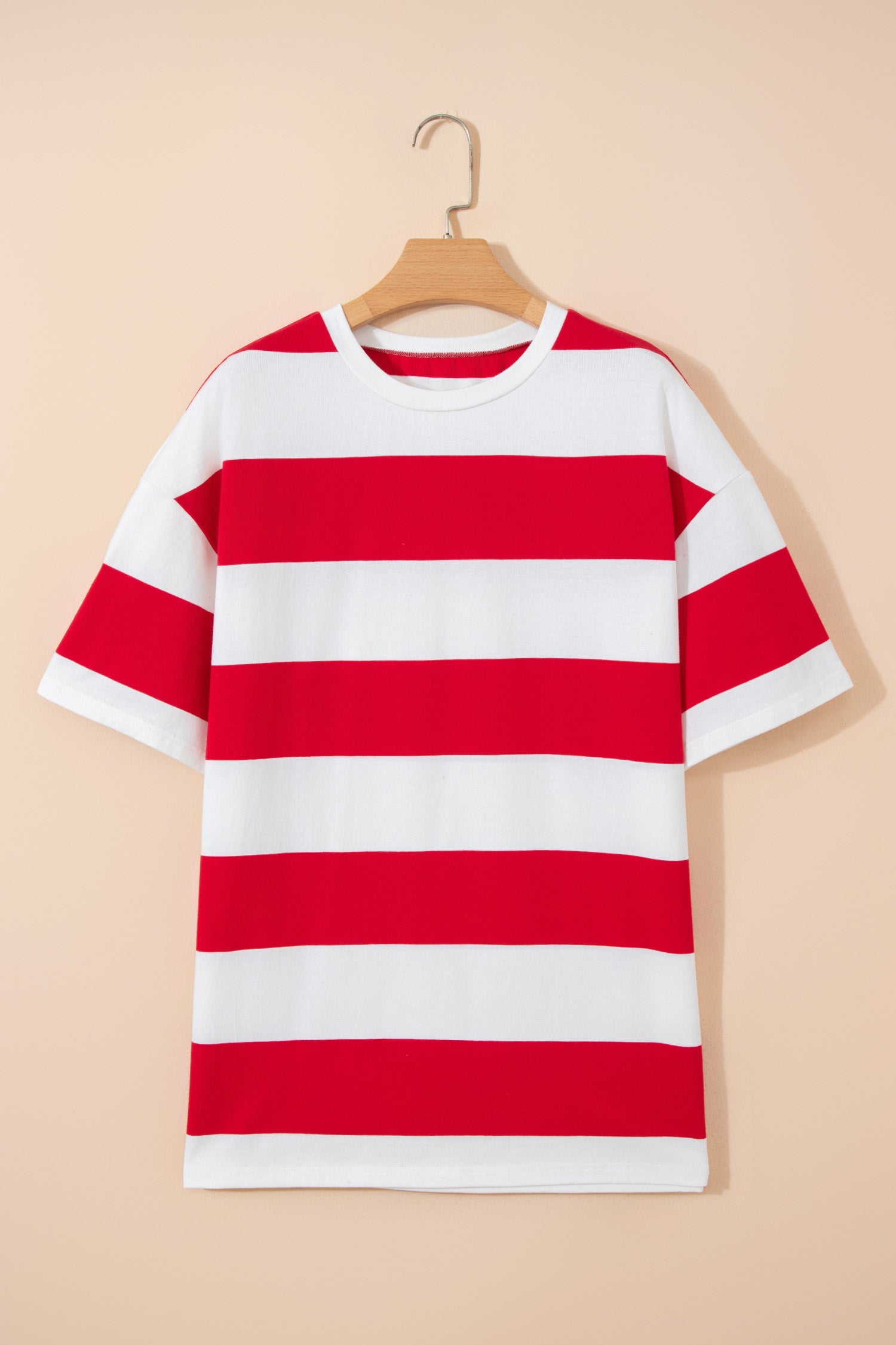 Racing Red Striped Color Block Oversize Tunic Tee-Tops/Tops & Tees-[Adult]-[Female]-2022 Online Blue Zone Planet