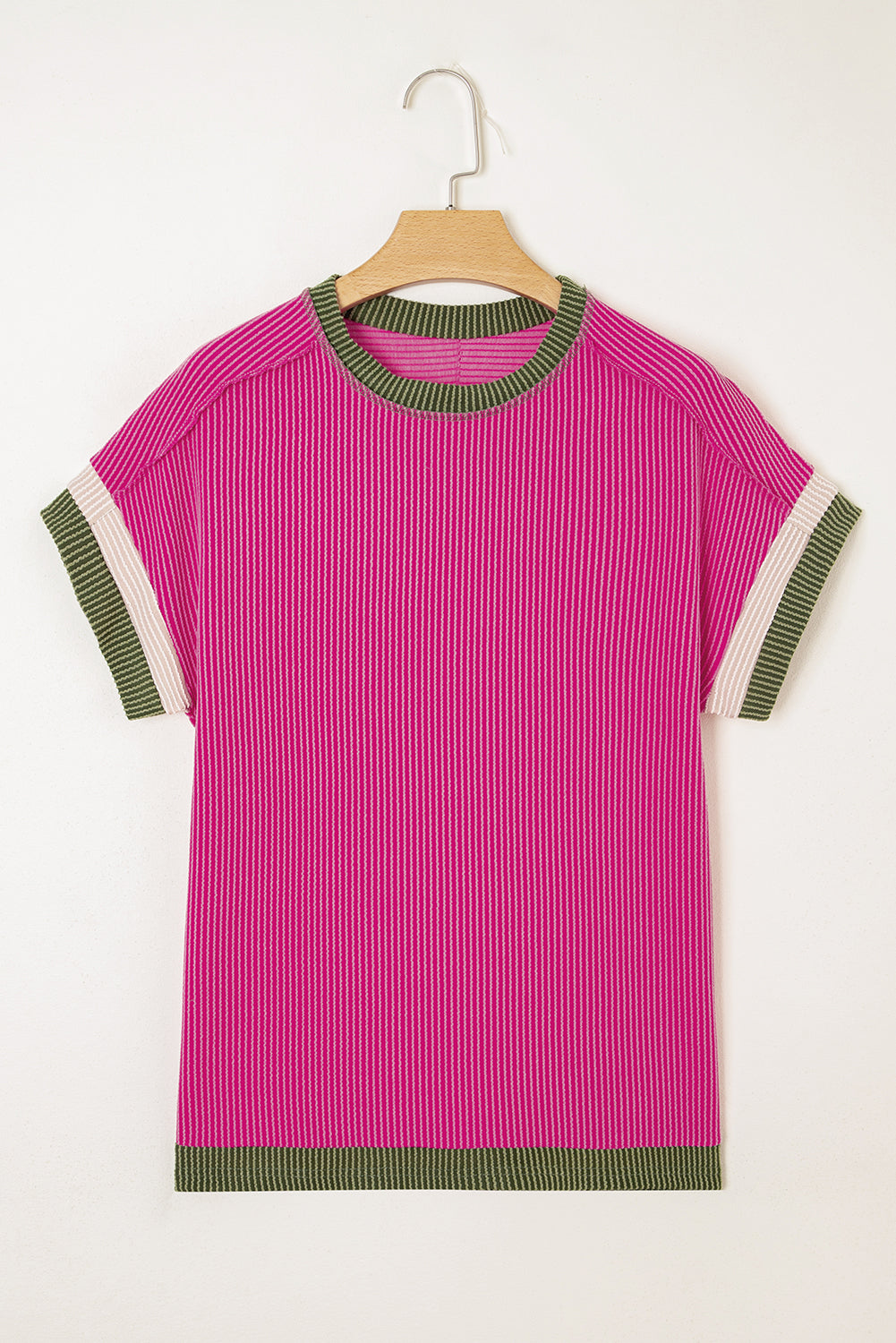 Sky Blue Textured Colorblock Round Neck T Shirt-T Shirts-[Adult]-[Female]-2022 Online Blue Zone Planet