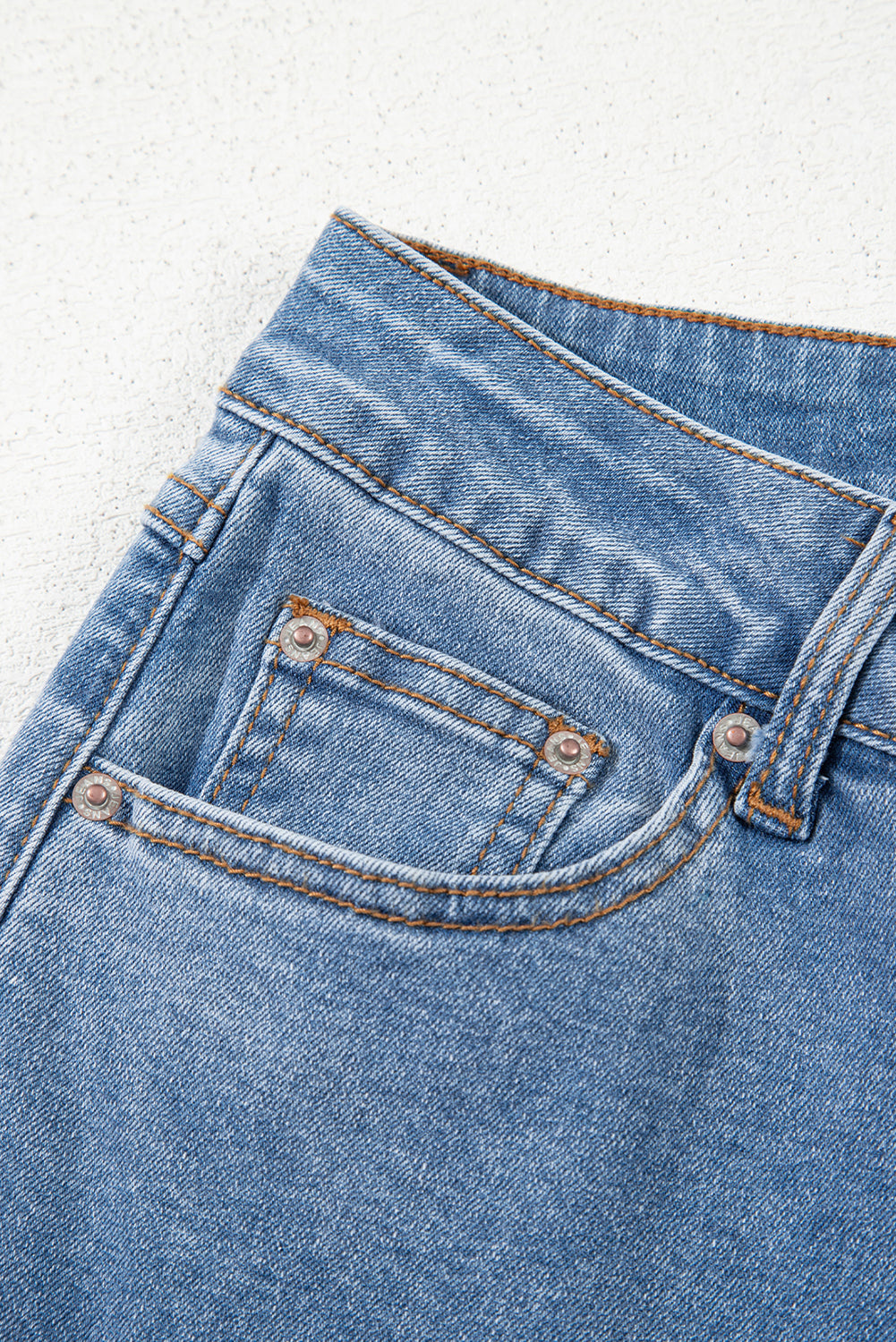 Blue Mid Rise Asymmetrical Waist Wide Leg Jeans-Bottoms/Jeans-[Adult]-[Female]-2022 Online Blue Zone Planet
