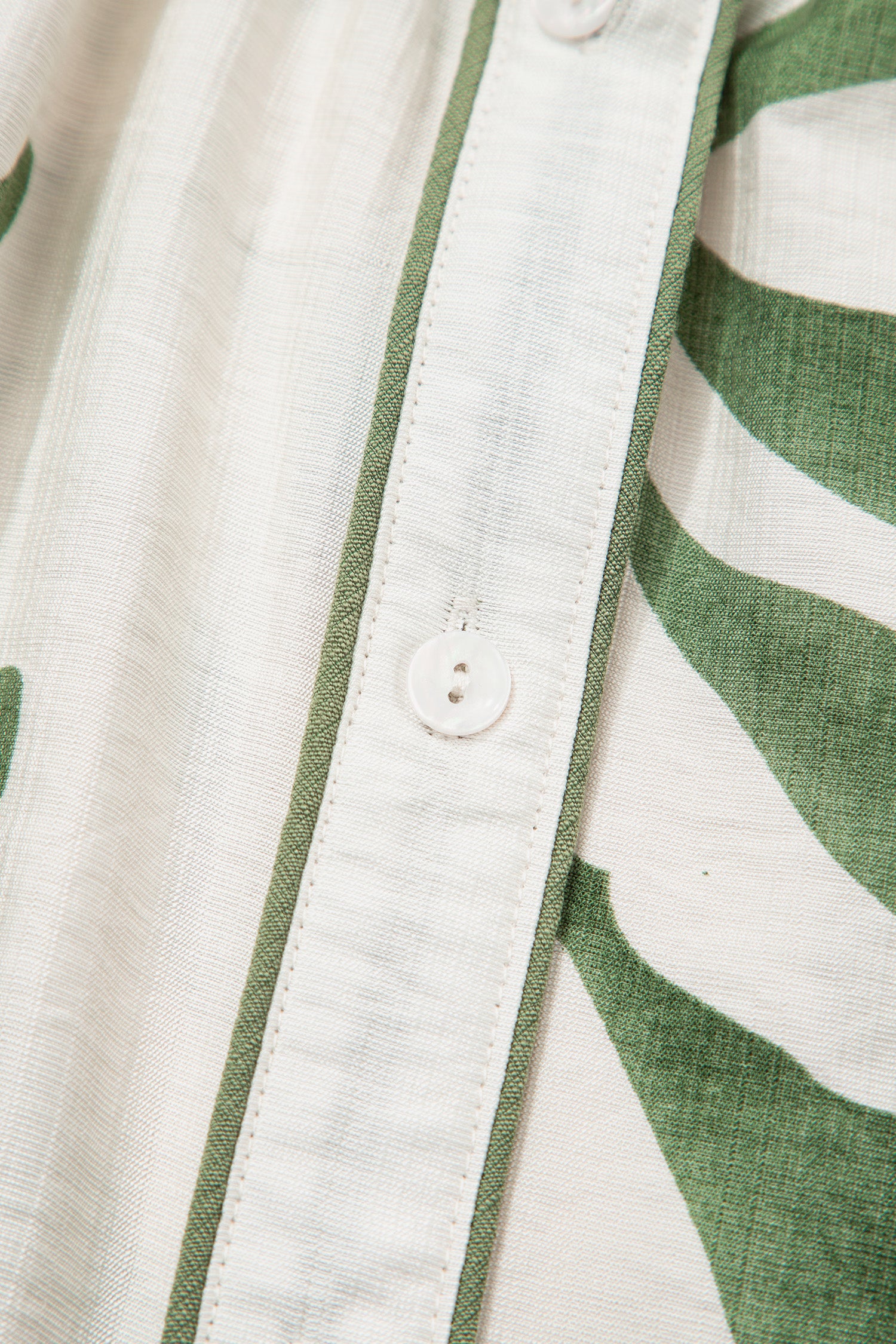 Green Leaf Print Short Balloon Sleeve Shirt-Tops/Blouses & Shirts-[Adult]-[Female]-2022 Online Blue Zone Planet