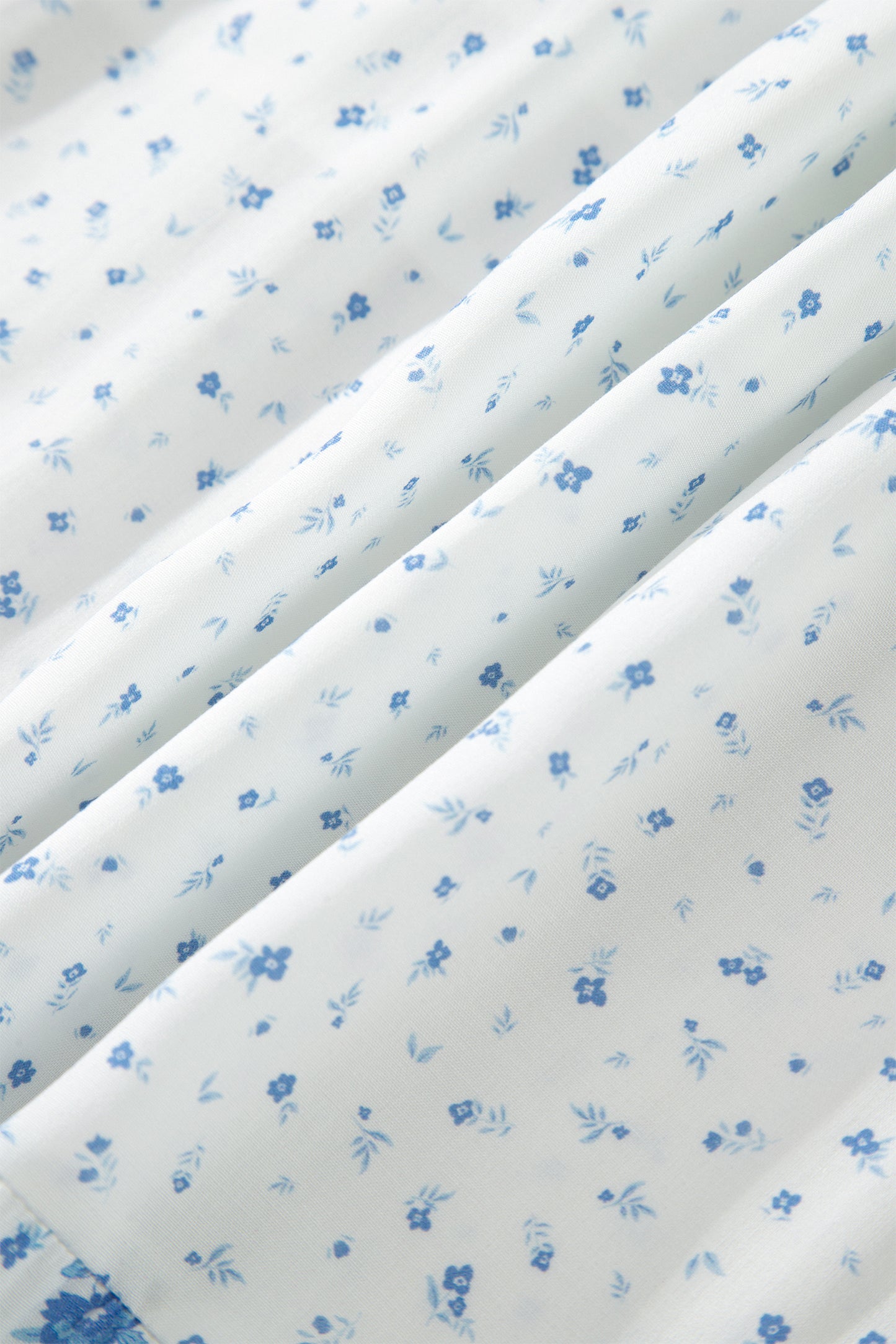 Sky Blue High Waist Tiny Floral Print Boho Maxi Skirt-Bottoms/Skirts & Petticoat-[Adult]-[Female]-2022 Online Blue Zone Planet