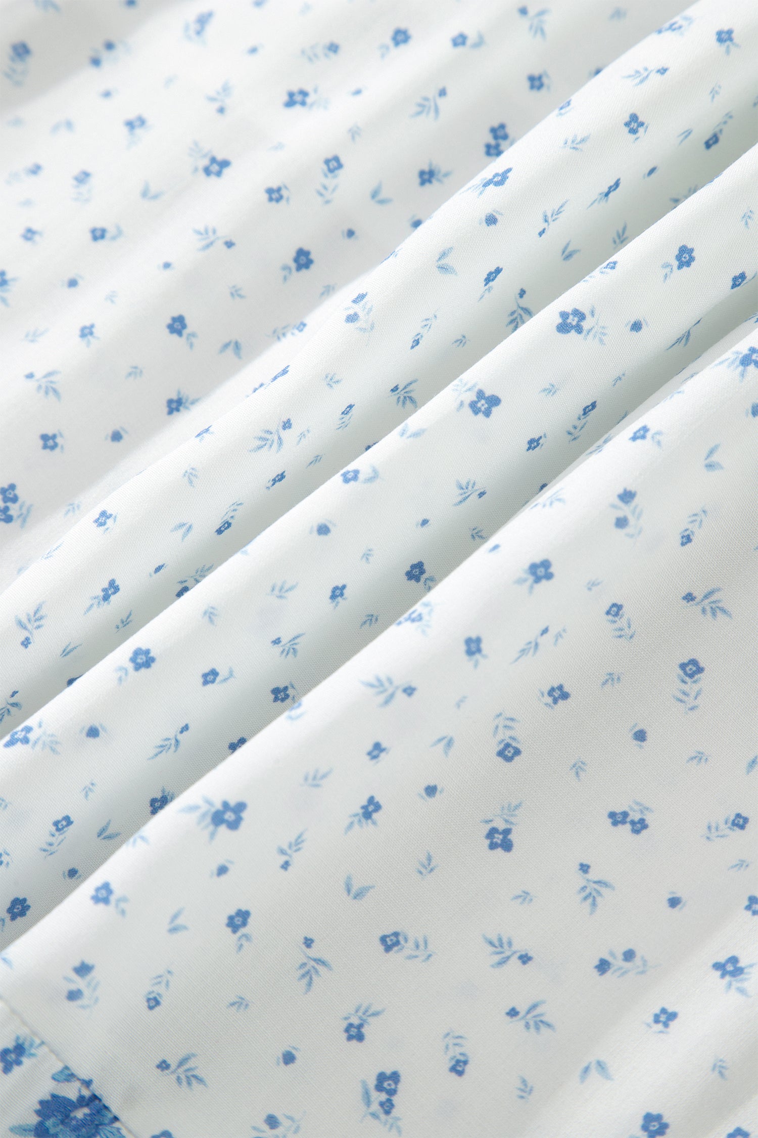 Sky Blue High Waist Tiny Floral Print Boho Maxi Skirt-Bottoms/Skirts & Petticoat-[Adult]-[Female]-2022 Online Blue Zone Planet