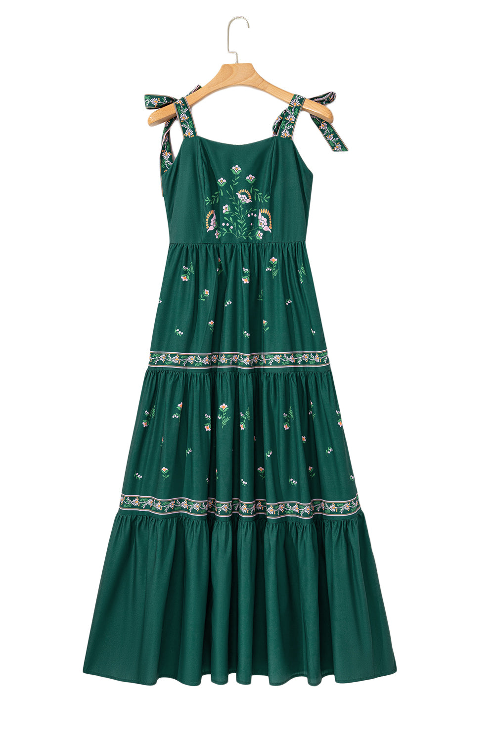 Blackish Green Boho Floral Print Sleeveless Dress-Maxi Dresses-[Adult]-[Female]-2022 Online Blue Zone Planet