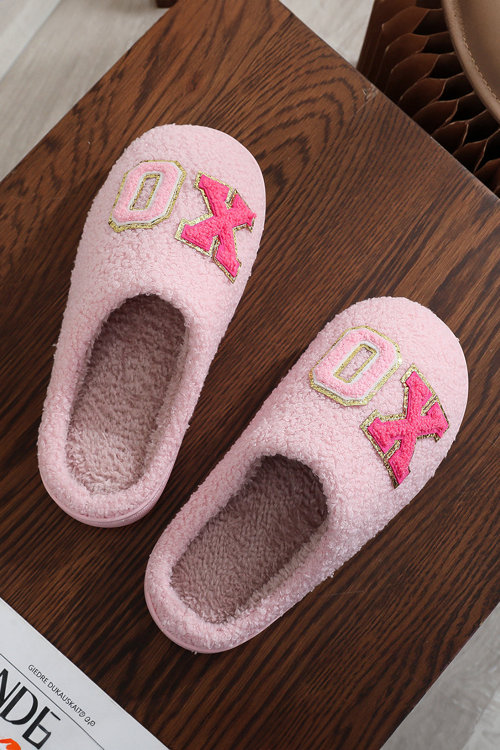 Pink Xoxo Letter Graphic Plush Winter Slippers-Slides Shoes + Flip Flops-[Adult]-[Female]-Pink-37-2022 Online Blue Zone Planet