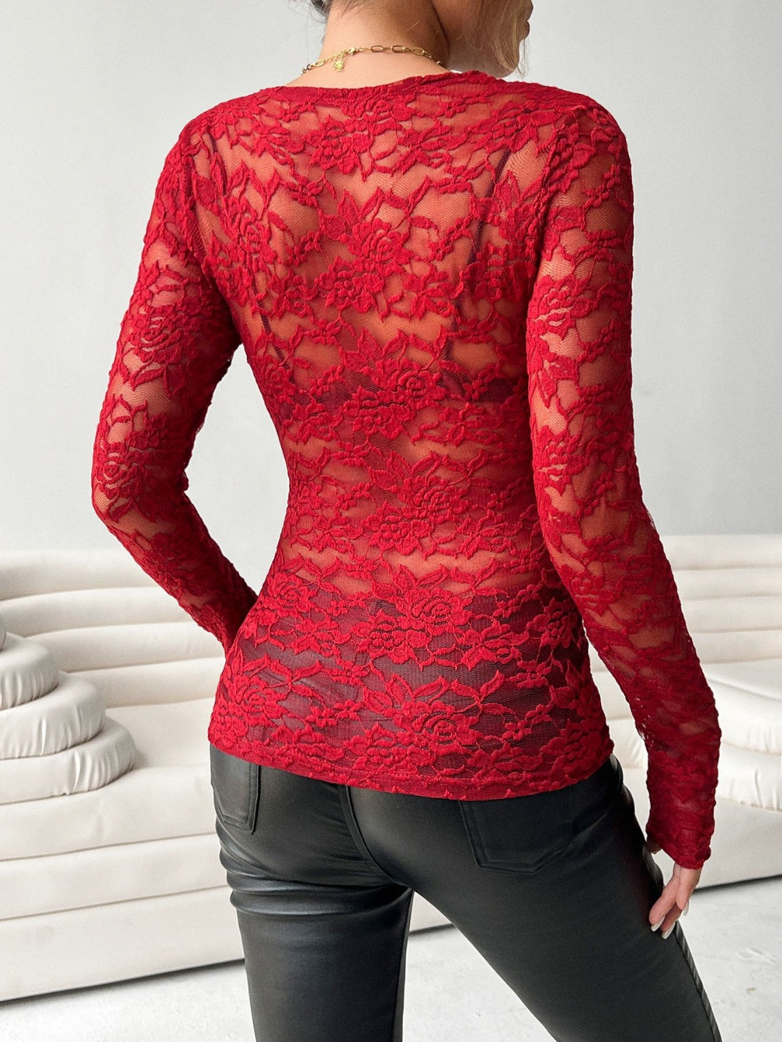 V-Neck Long Sleeve Lace Top-TOPS / DRESSES-[Adult]-[Female]-2022 Online Blue Zone Planet