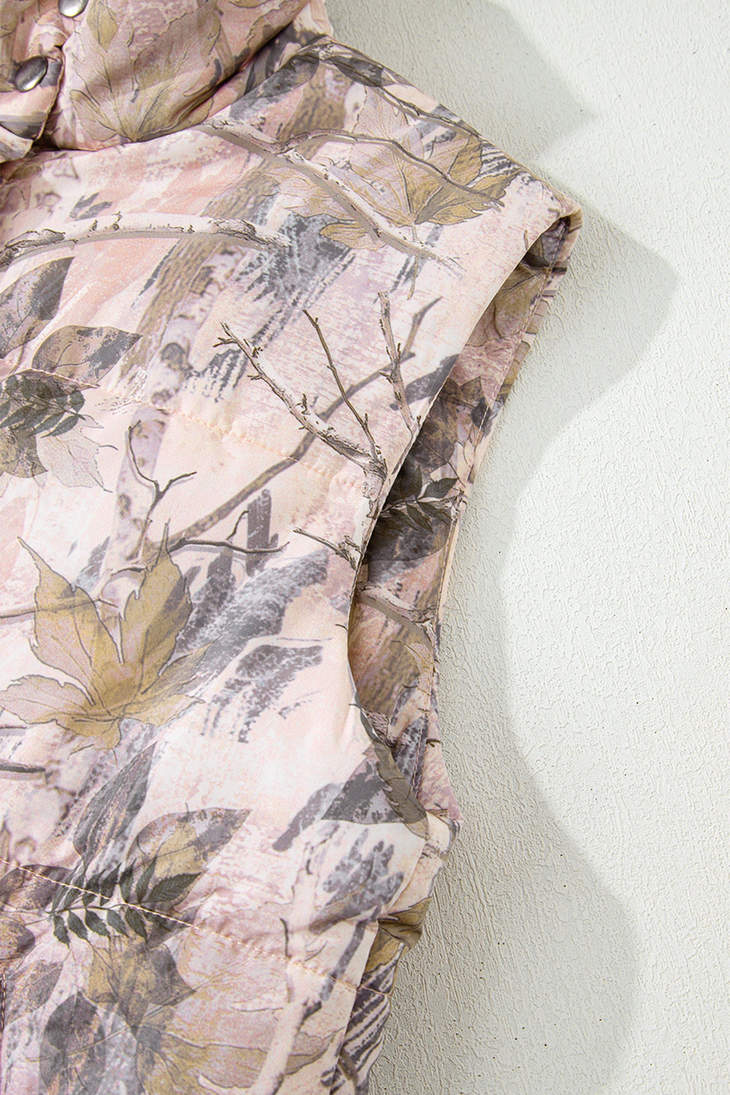 Brown Camo Leaf Print Winter Puffer Vest-TOPS / DRESSES-[Adult]-[Female]-2022 Online Blue Zone Planet