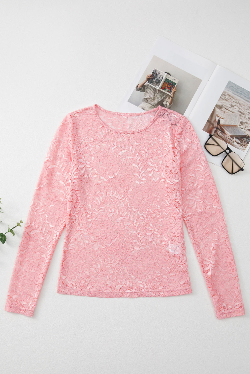 Blossom Floral Lace Sheer Long Sleeve Top-Long Sleeve Tops-[Adult]-[Female]-2022 Online Blue Zone Planet