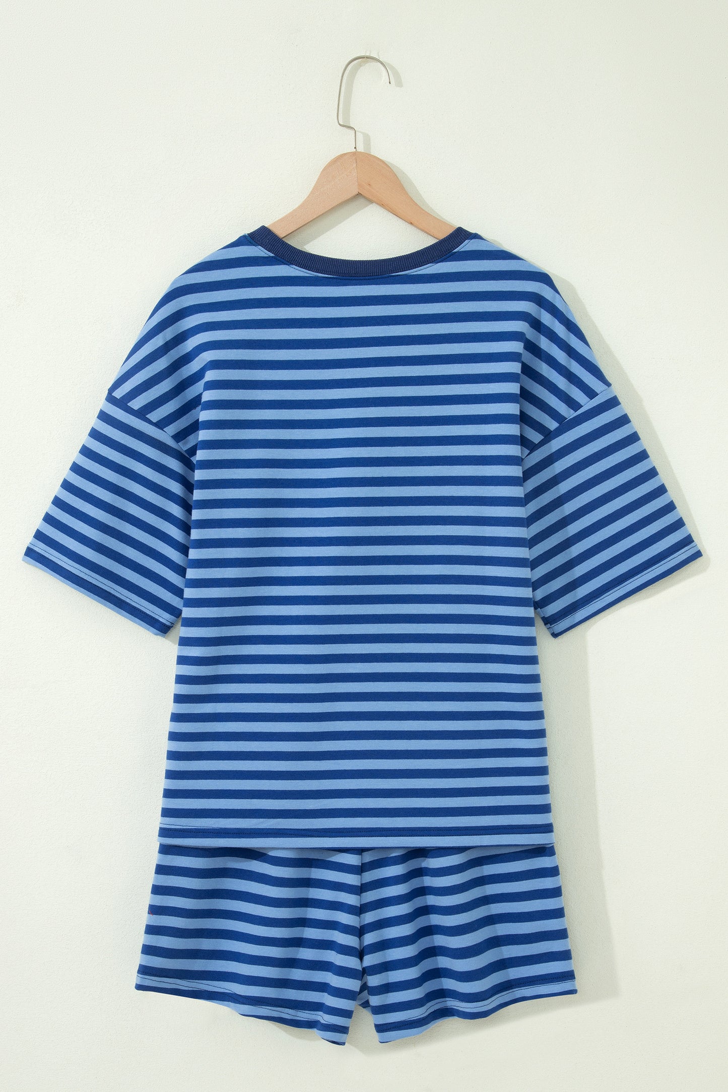 Green Stripe Striped Ribbed Cotton Two-Piece Pant Set with Chest Patch Detail-Two Piece Sets/Short Sets-[Adult]-[Female]-2022 Online Blue Zone Planet