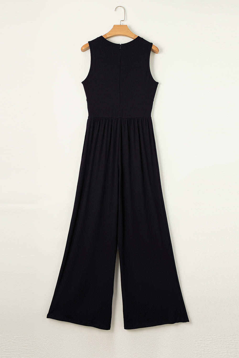 Black Cinched Waist Sleeveless Wide Leg Jumpsuit Blue Zone Planet