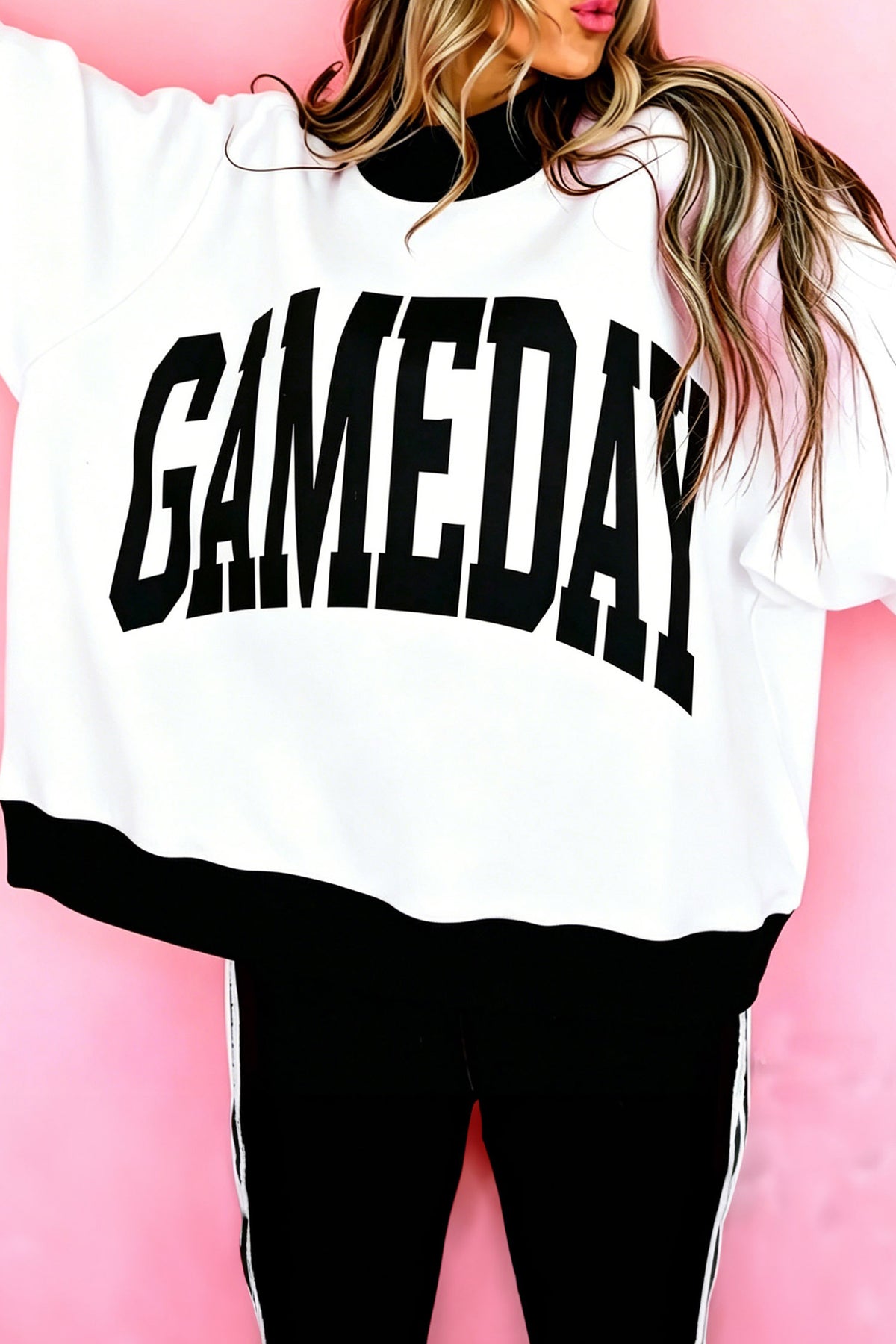 Red Checkered Print High Neck Baggy Sweatshirt