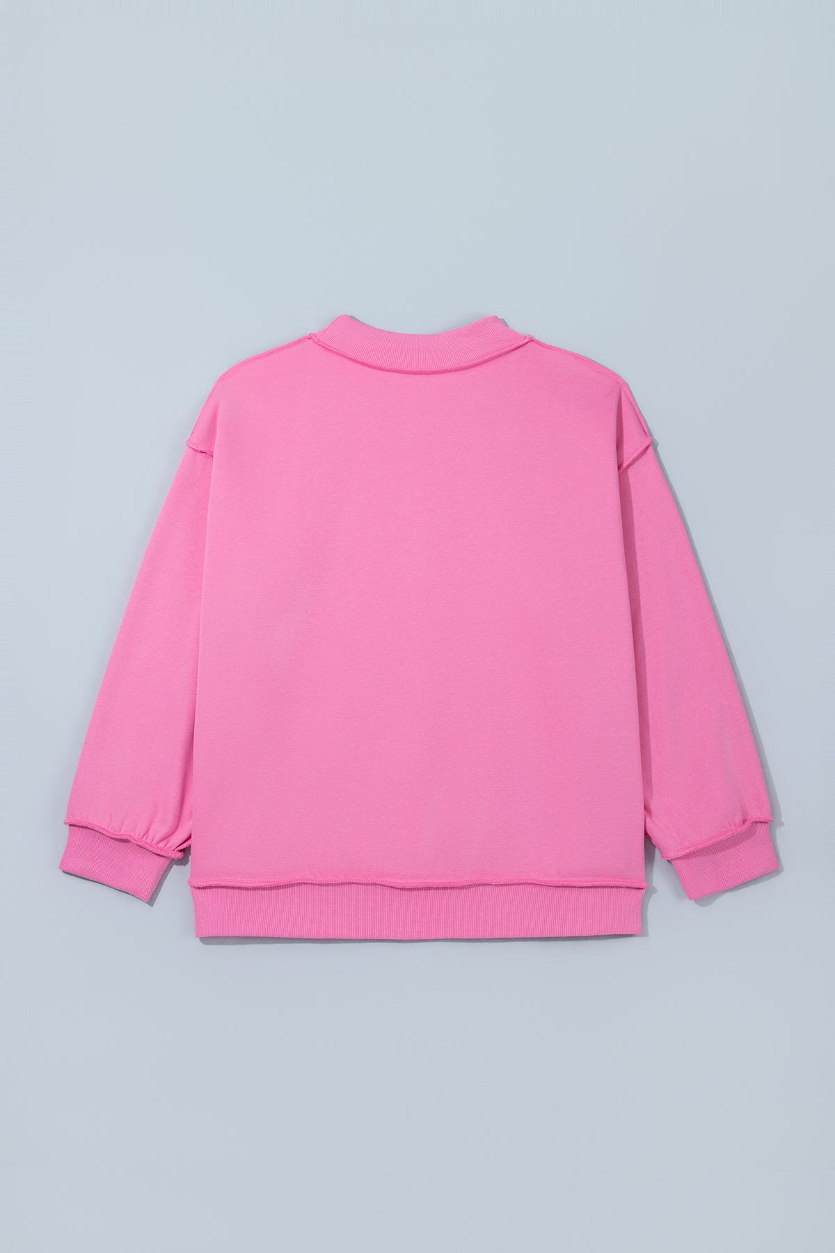Bright Pink Exposed Seam Detail Reversible Double Wear Plus Size Sweatshirt-Plus Size/Plus Size Sweatshirts & Hoodies-[Adult]-[Female]-2022 Online Blue Zone Planet