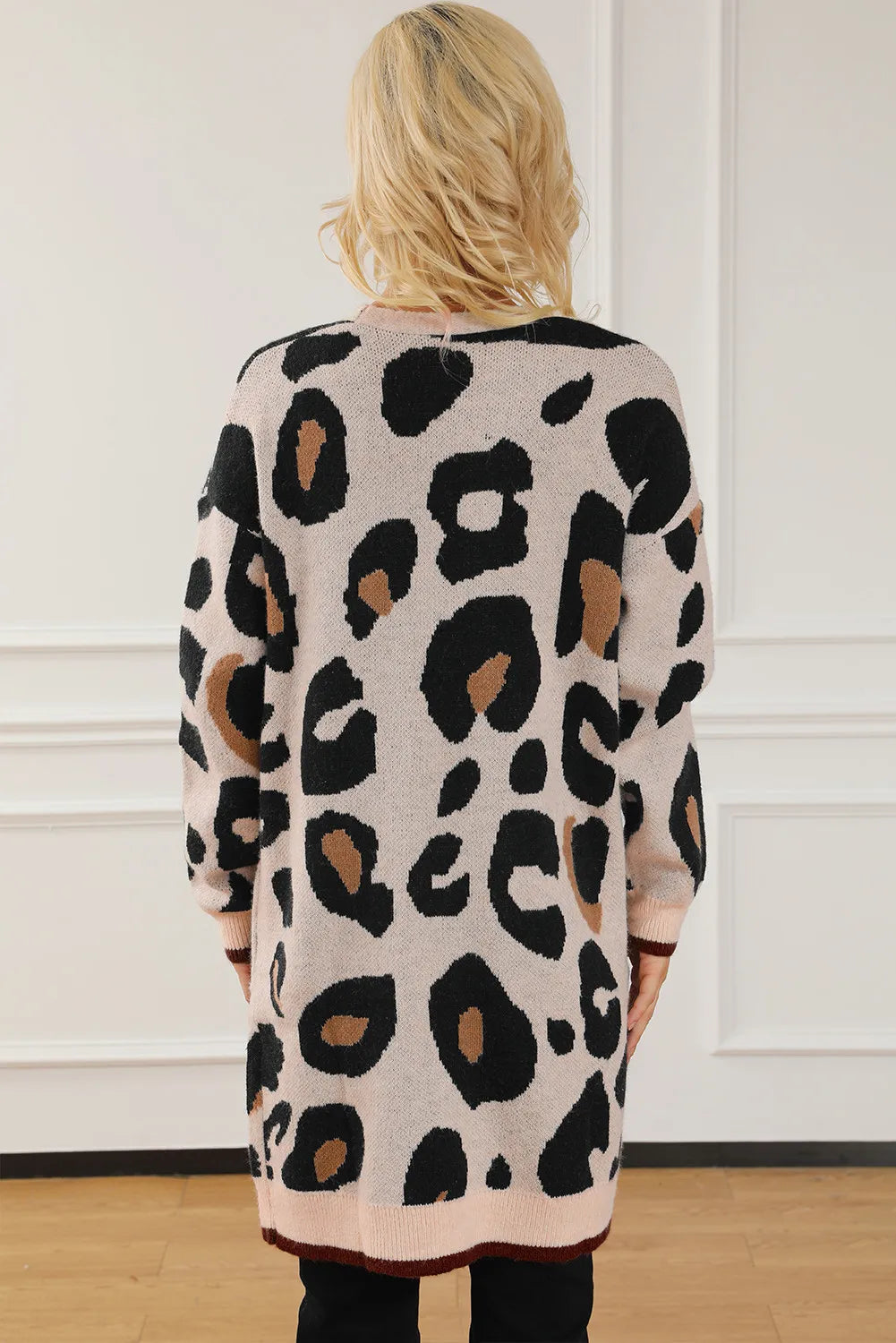 Leopard Open Front Long Sleeve Cardigan-TOPS / DRESSES-[Adult]-[Female]-2022 Online Blue Zone Planet