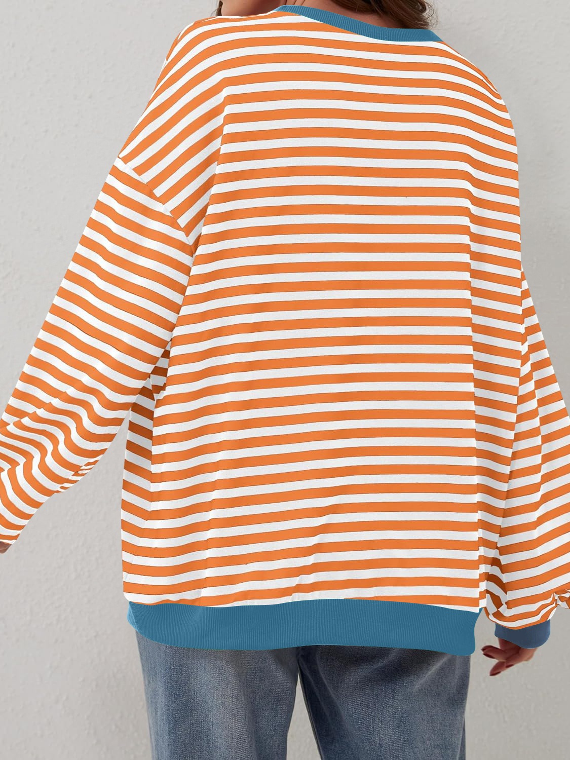 Blue Zone Planet | Lovelet Contrast Striped Long Sleeve Sweatshirt-TOPS / DRESSES-[Adult]-[Female]-2022 Online Blue Zone Planet