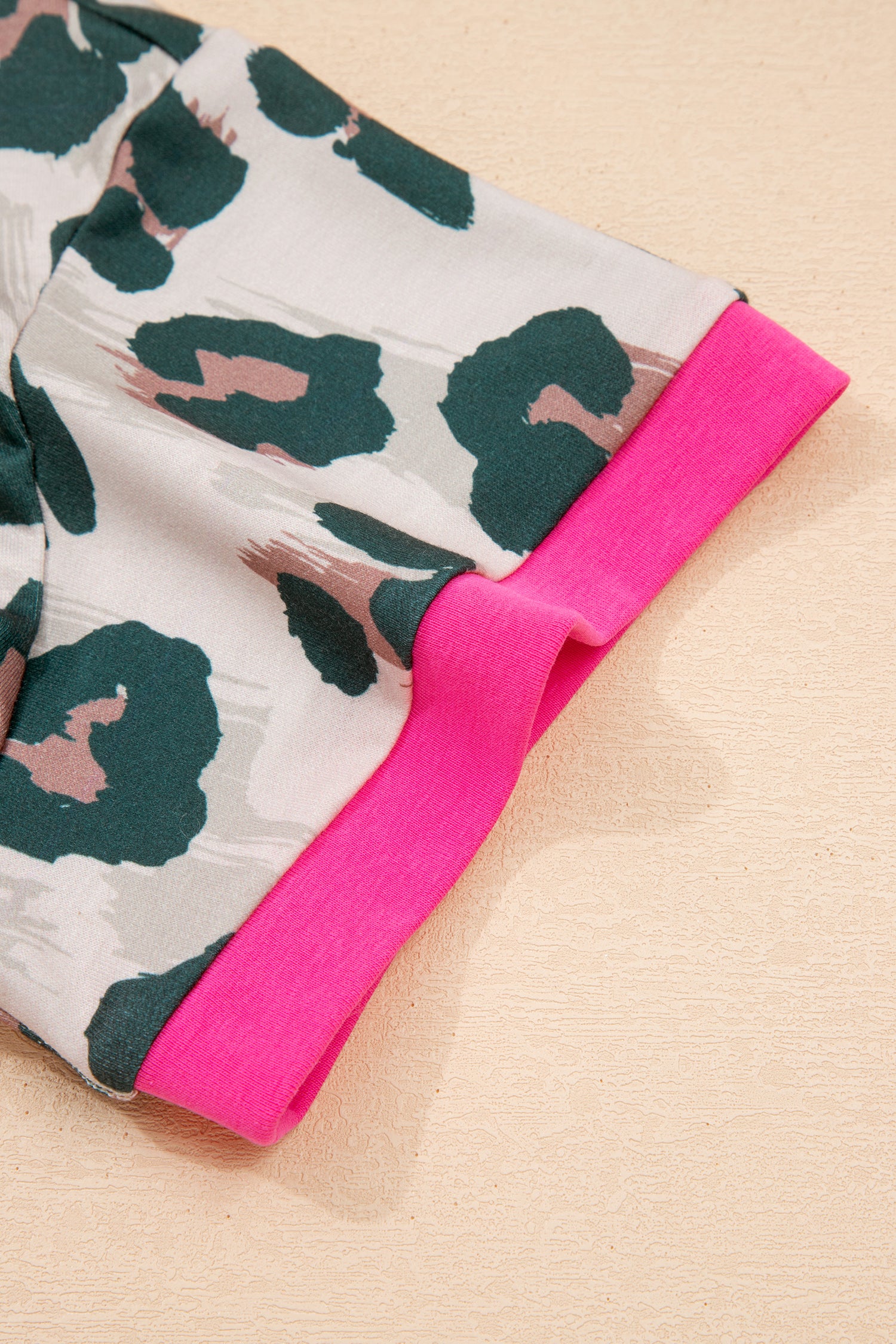 Brown Unique Leopard Print Contrast Trim Top Loose 2pcs Short Set-Two Piece Sets/Short Sets-[Adult]-[Female]-2022 Online Blue Zone Planet