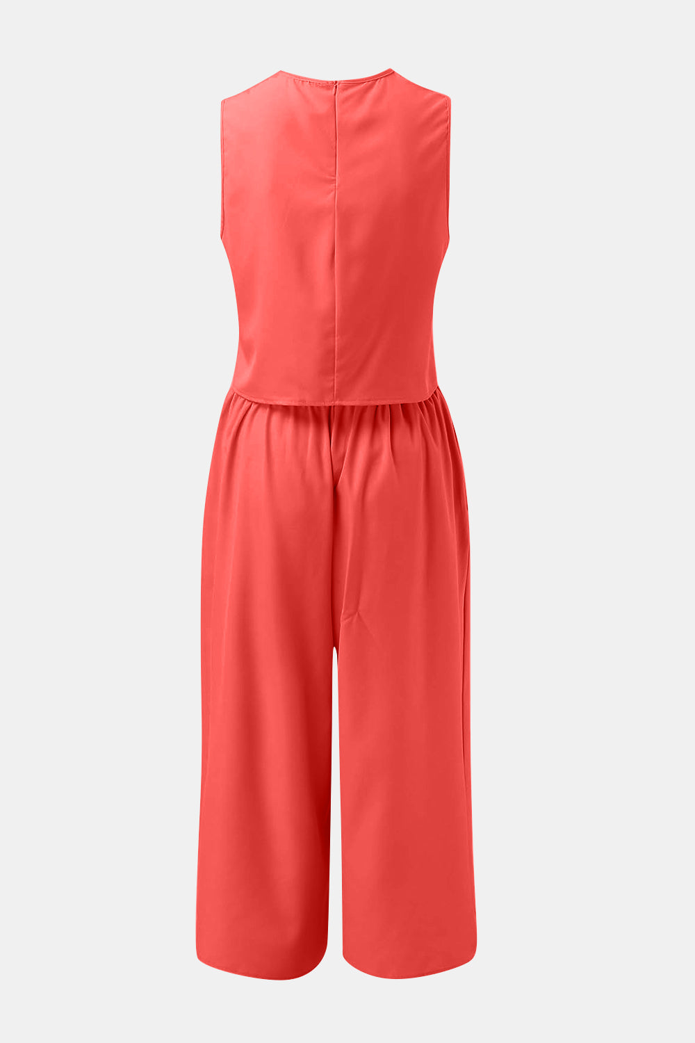 Round Neck Top and Wide Leg Pants Set-TOPS / DRESSES-[Adult]-[Female]-Orange-Red-S-2022 Online Blue Zone Planet