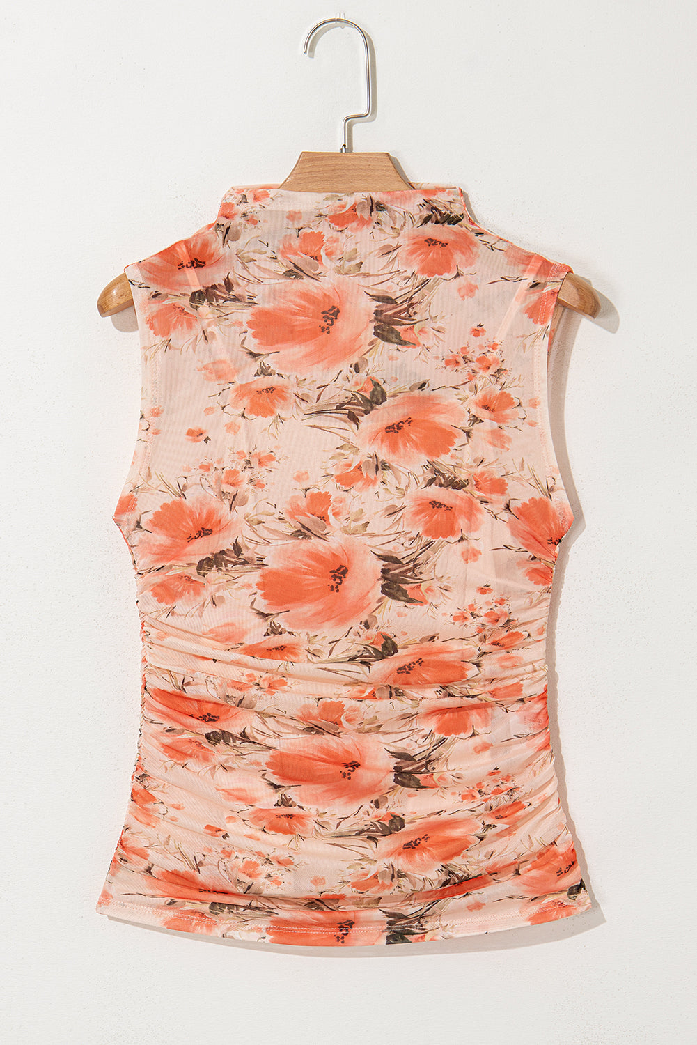 Red Mesh Floral Printed Slim Fit Tank Top-Tops/Tank Tops-[Adult]-[Female]-2022 Online Blue Zone Planet