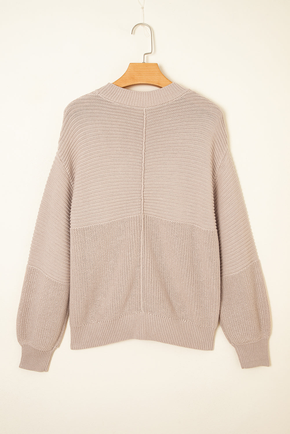 Parchment Mixed Texture Patchwork Knitted Puff Sleeve Sweater-TOPS / DRESSES-[Adult]-[Female]-2022 Online Blue Zone Planet