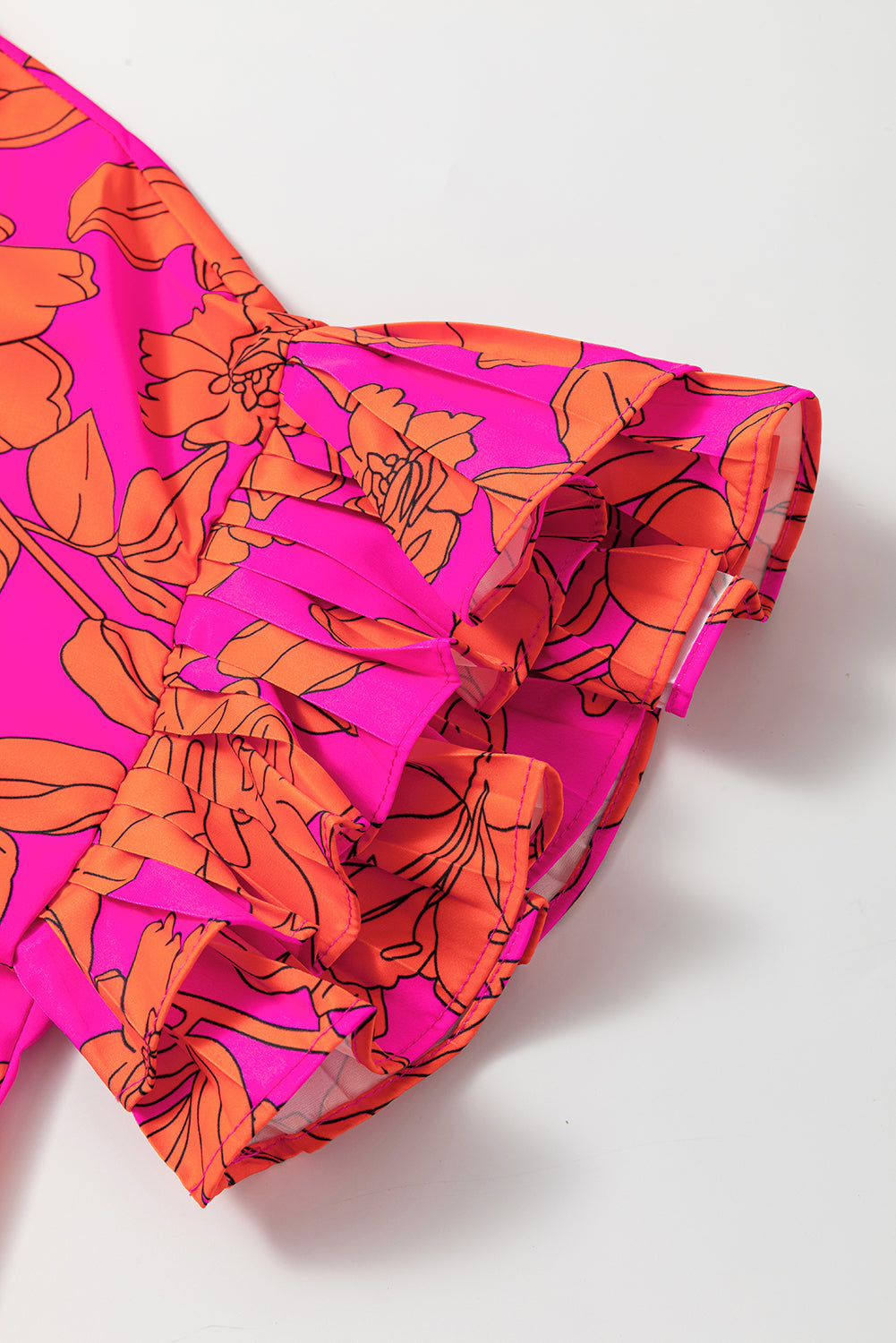 Kim's Pink Floral Loose Layered Ruffle Sleeve Mini Dress-TOPS / DRESSES-[Adult]-[Female]-2022 Online Blue Zone Planet