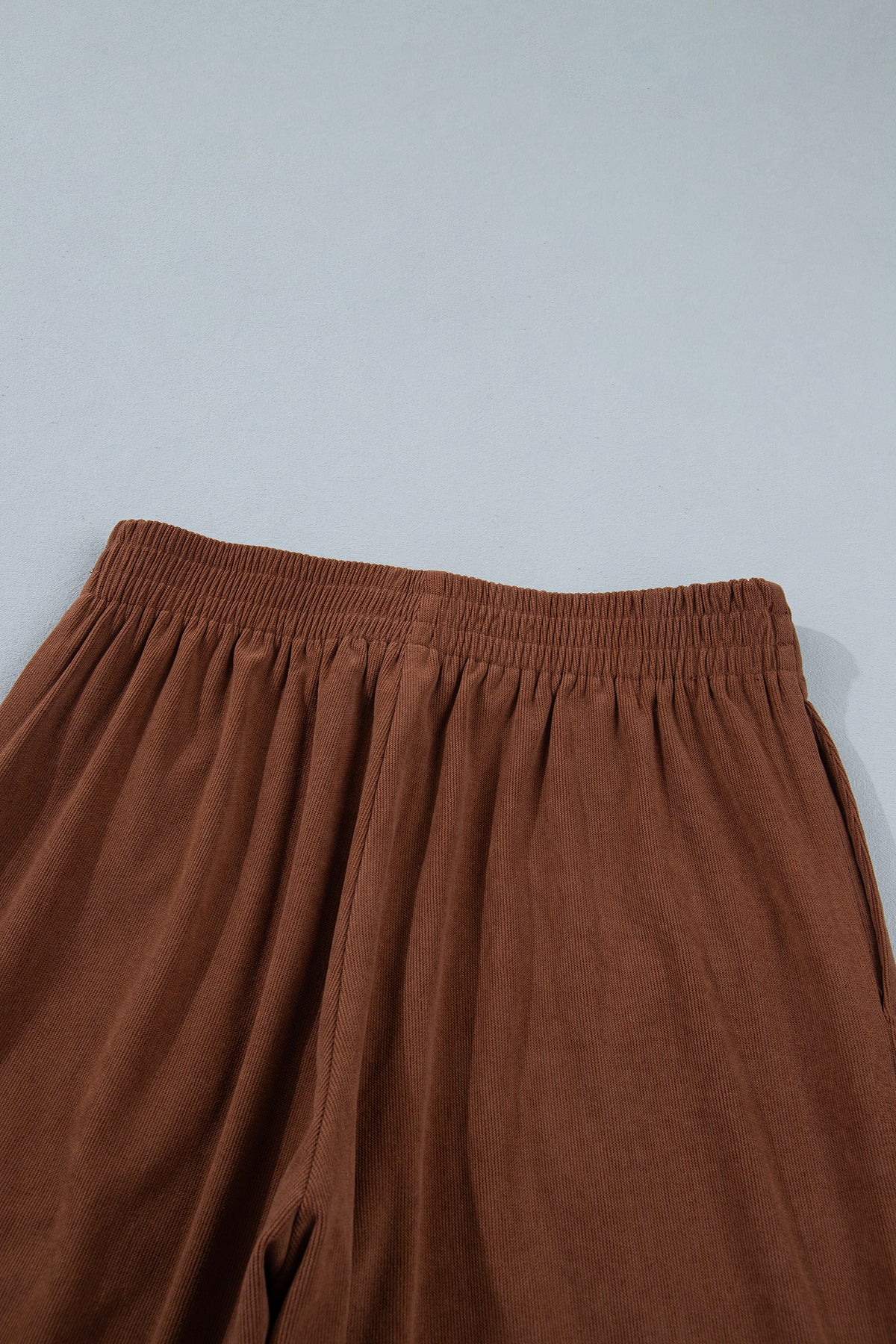 Coffee Elastic Waist Straight Leg Ankle Length Corduroy Pants-Bottoms/Pants & Culotte-[Adult]-[Female]-2022 Online Blue Zone Planet