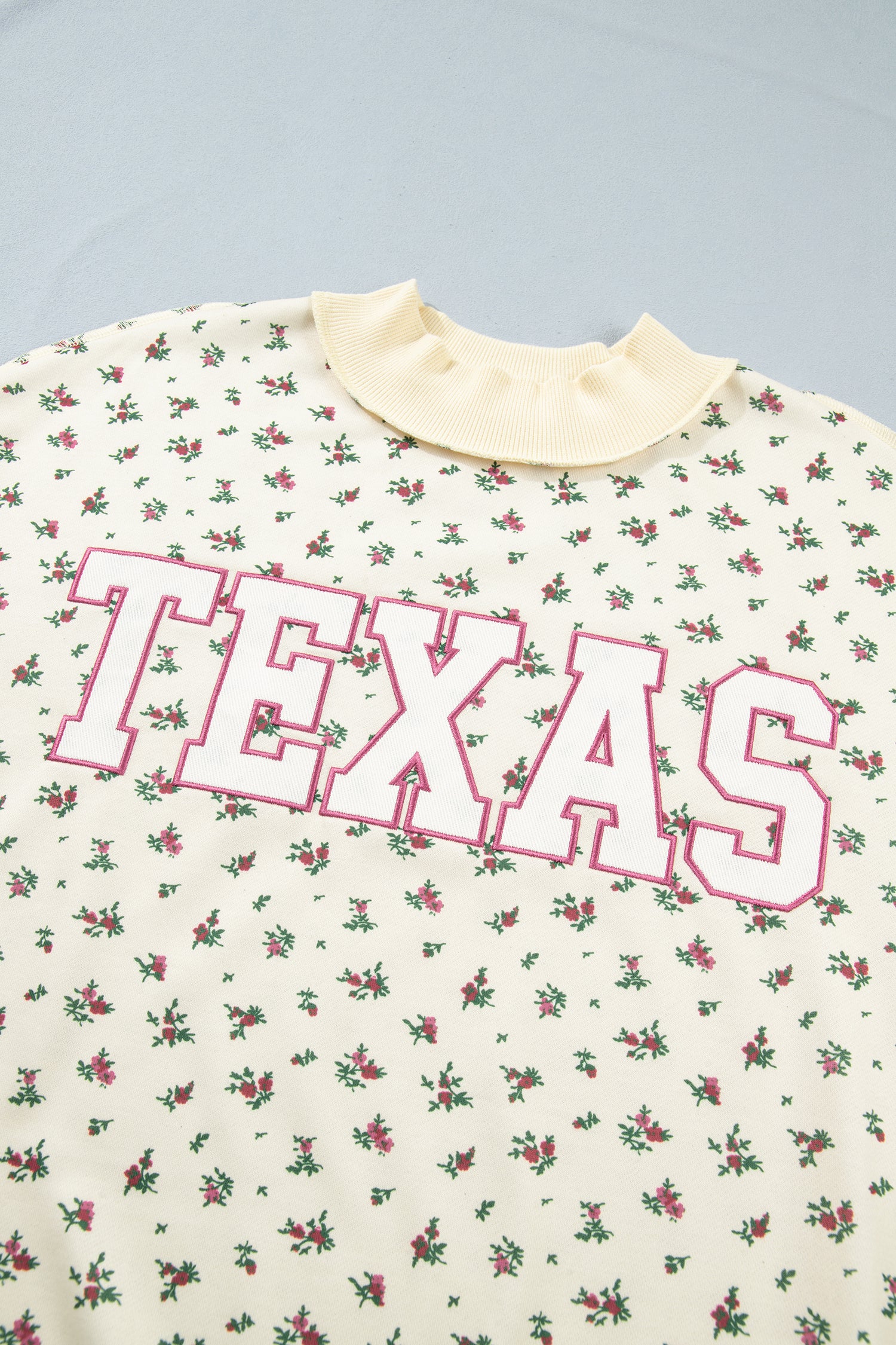 Beige Floral Print Stand Neck Long Sleeve Slogan Sweatshirt-Tops/Sweatshirts & Hoodies-[Adult]-[Female]-2022 Online Blue Zone Planet