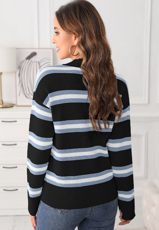 Striped Button Down Long Sleeve Cardigan-TOPS / DRESSES-[Adult]-[Female]-2022 Online Blue Zone Planet