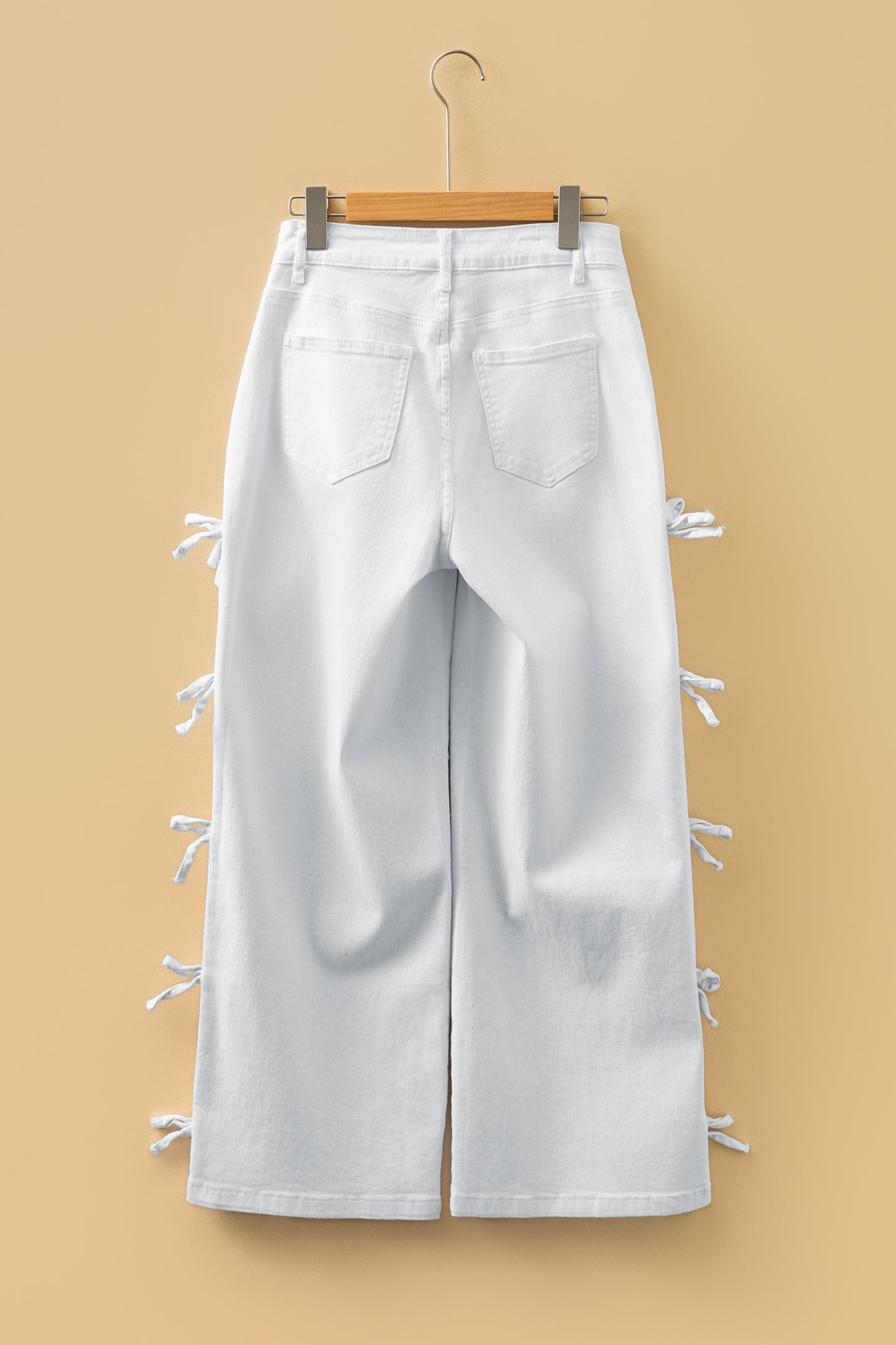 White Bow Knot Side Detail Straight Leg Loose Jeans-Bottoms/Jeans-[Adult]-[Female]-2022 Online Blue Zone Planet