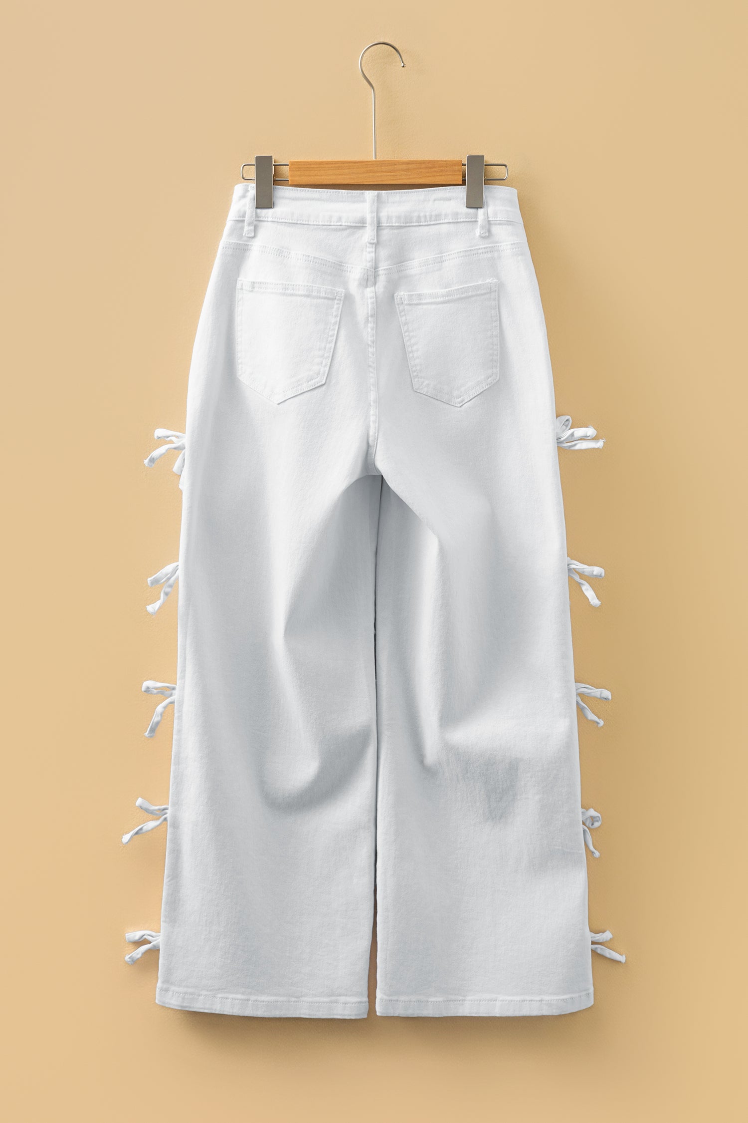 White Bow Knot Side Detail Straight Leg Loose Jeans-Bottoms/Jeans-[Adult]-[Female]-2022 Online Blue Zone Planet