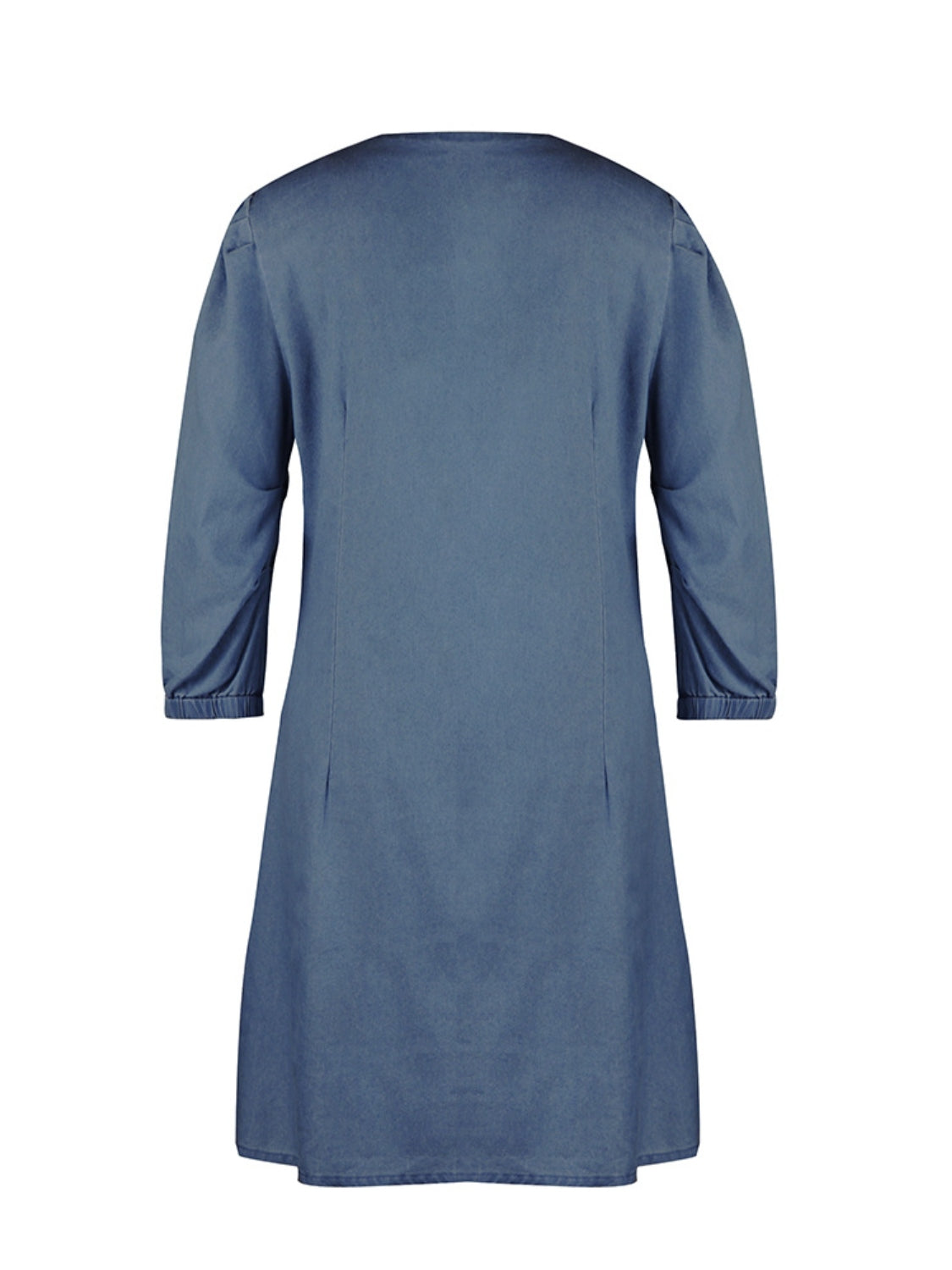 Full Size V-Neck Half Sleeve Denim Dress BLUE ZONE PLANET