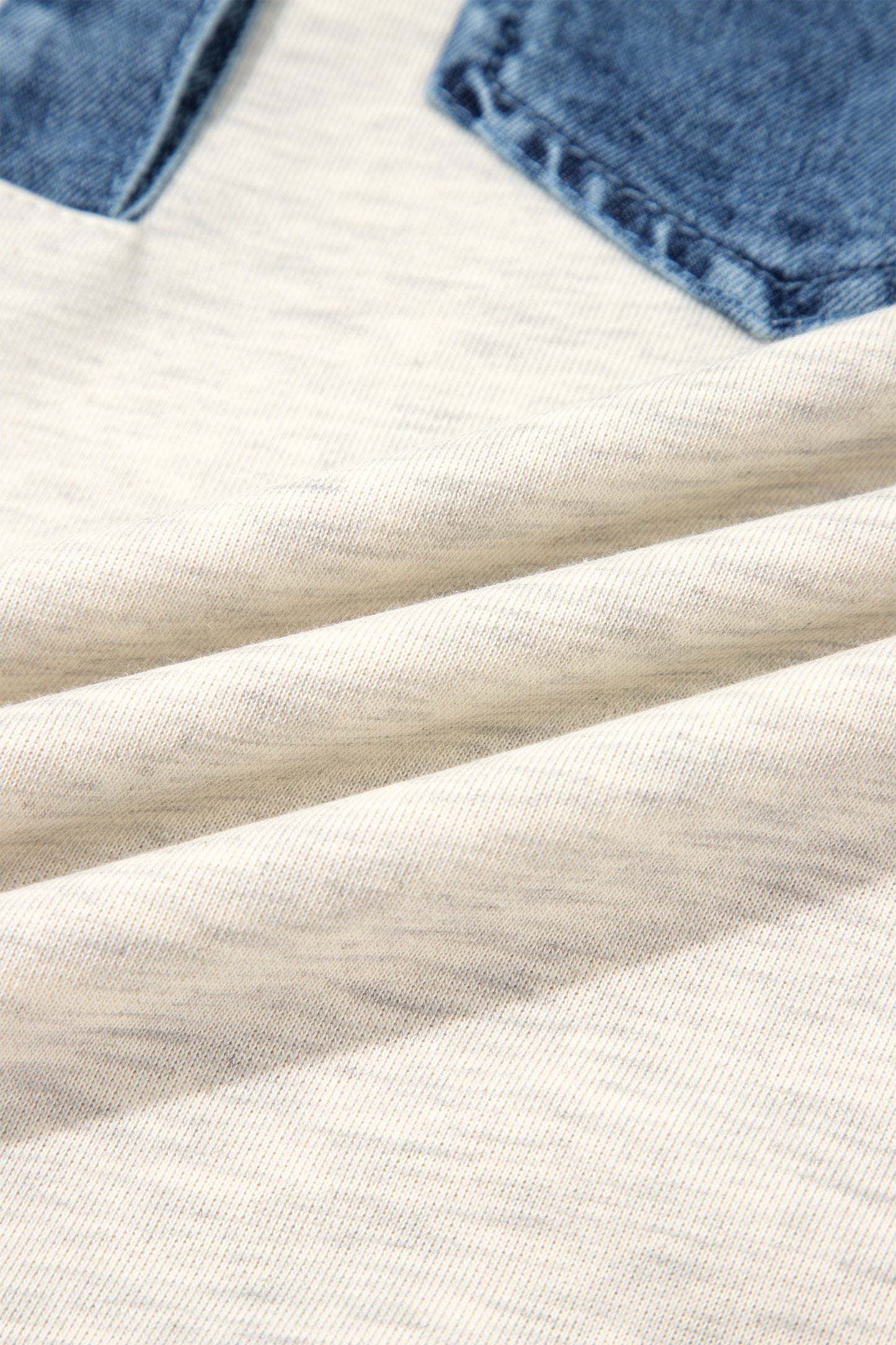 Gray Denim Collar Patchwork Long Sleeve Pullover Top-Tops/Long Sleeve Tops-[Adult]-[Female]-2022 Online Blue Zone Planet