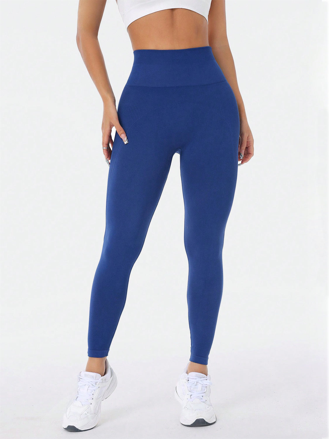 High Waist Active Leggings-BOTTOMS SIZES SMALL MEDIUM LARGE-[Adult]-[Female]-Royal Blue-S-2022 Online Blue Zone Planet