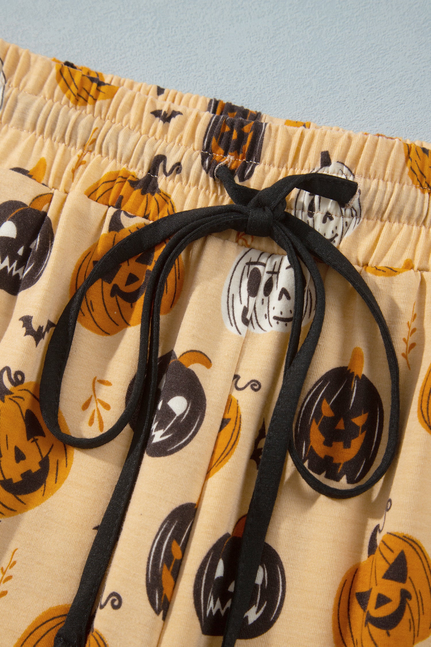 Orange Halloween Pumpkin Print Two Piece Long Sleeve Lounge Set-Loungewear & Sleepwear/Loungewear-[Adult]-[Female]-2022 Online Blue Zone Planet