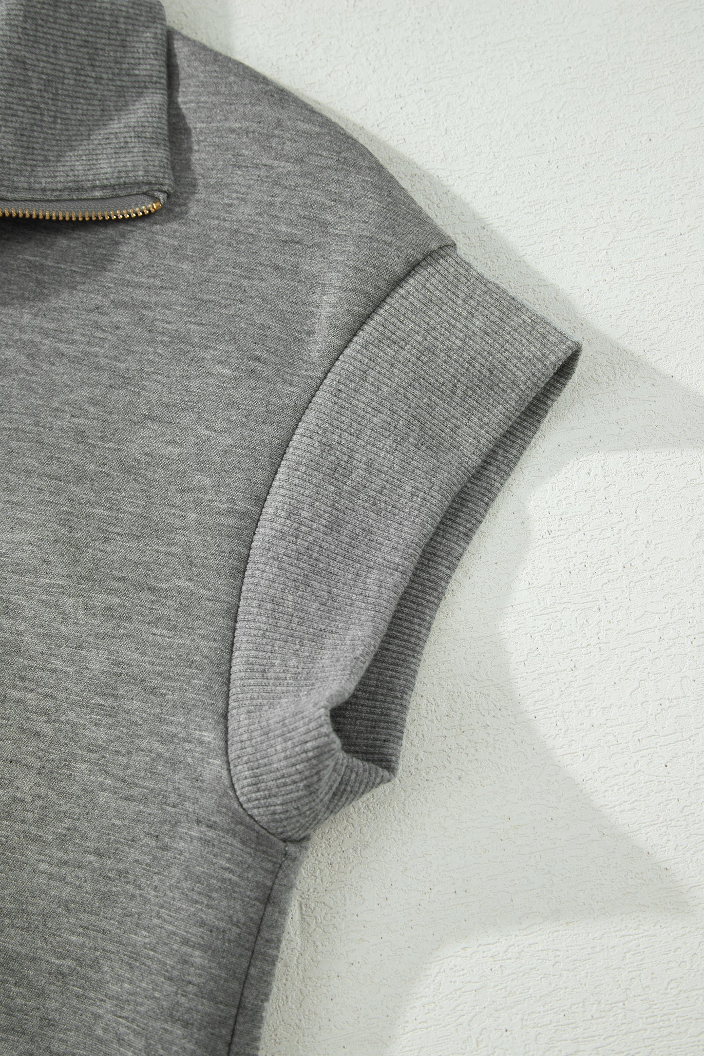 Gray Half Zip Polo Tee Casual Pant Set-Two Piece Sets/Pant Sets-[Adult]-[Female]-2022 Online Blue Zone Planet