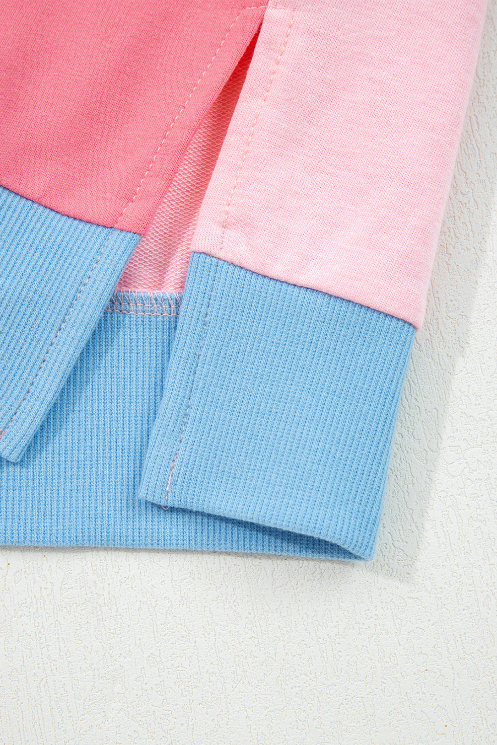 Light Pink Floral Colorblock Patchwork Chest Pocket Notched Neck Long Sleeve Top-Tops/Long Sleeve Tops-[Adult]-[Female]-2022 Online Blue Zone Planet