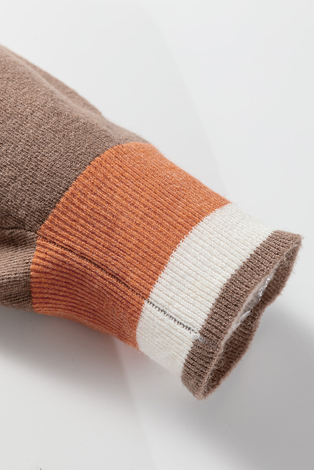 Dark Khaki Contrast Striped Trim V Neck Varsity Sweater-TOPS / DRESSES-[Adult]-[Female]-2022 Online Blue Zone Planet