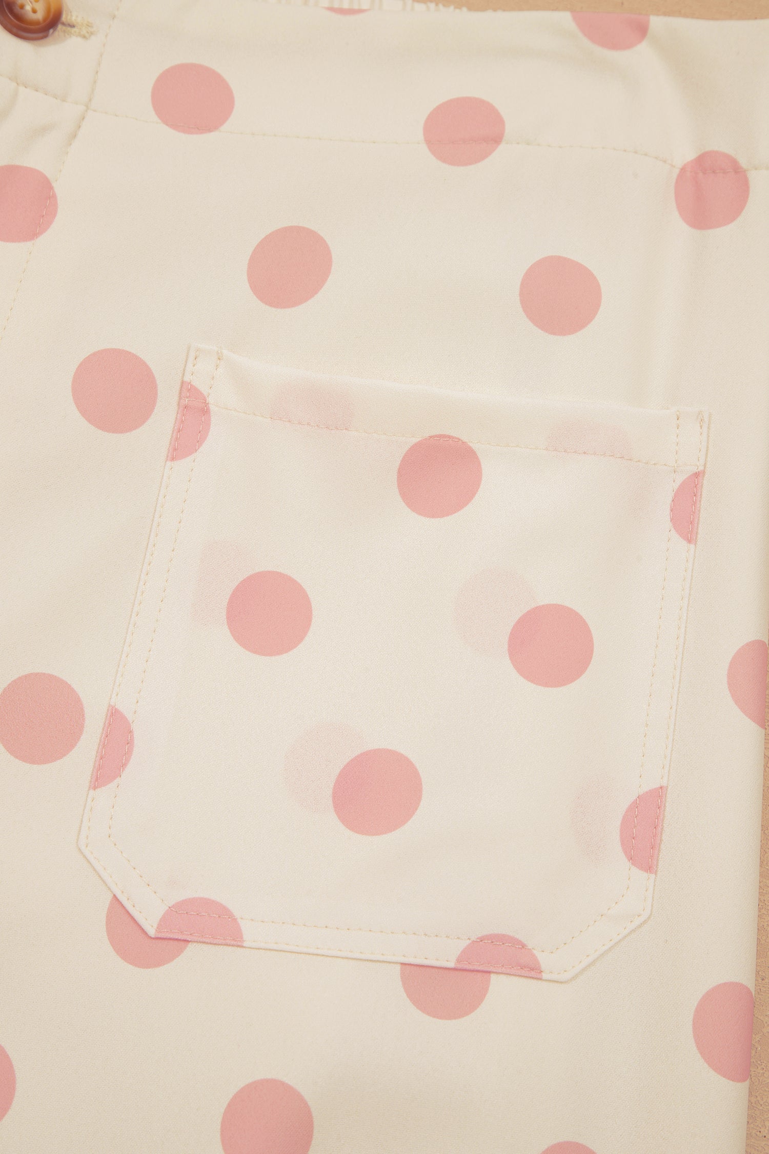 White Polka Dot Print Patched Pocket Loose Pants-Bottoms/Pants & Culotte-[Adult]-[Female]-2022 Online Blue Zone Planet