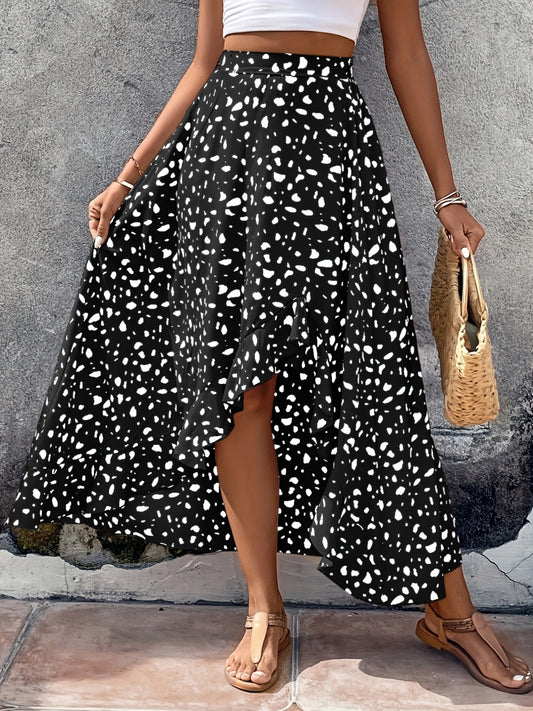 High-Low Printed Skirt-BOTTOMS SIZES SMALL MEDIUM LARGE-[Adult]-[Female]-Black-S-2022 Online Blue Zone Planet