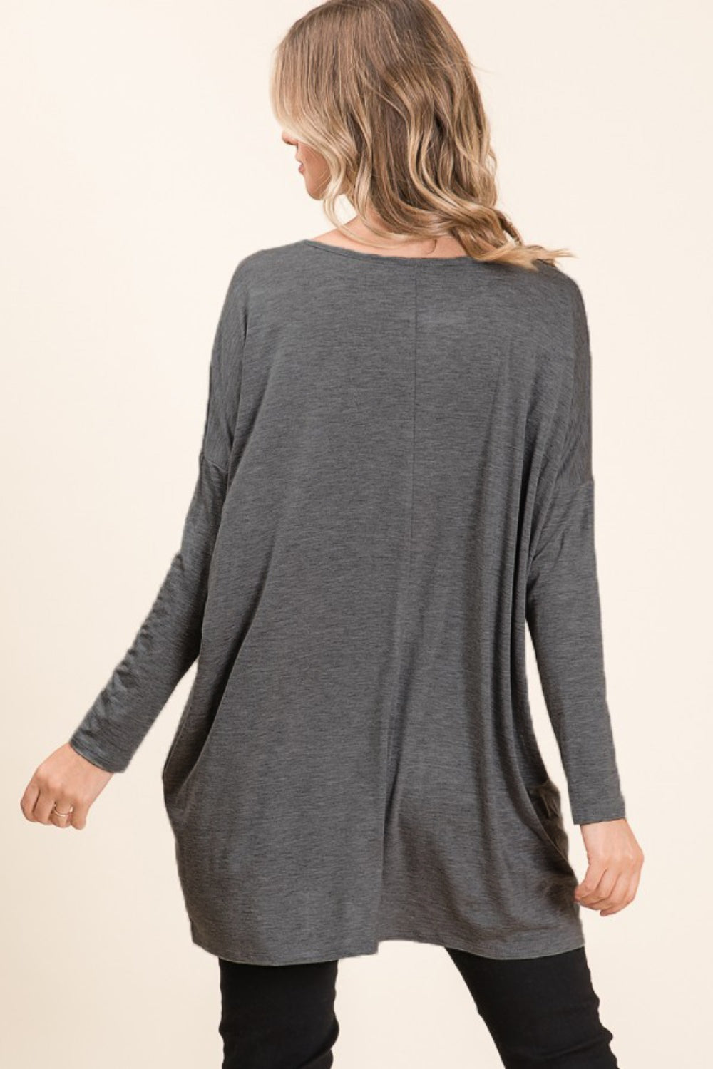 BOMBOM Round Neck Long Sleeve Oversized Top-TOPS / DRESSES-[Adult]-[Female]-2022 Online Blue Zone Planet