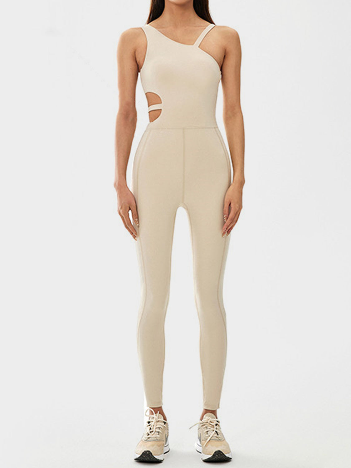 Cutout Asymmetrical Neck Active Jumpsuit-[Adult]-[Female]-2022 Online Blue Zone Planet