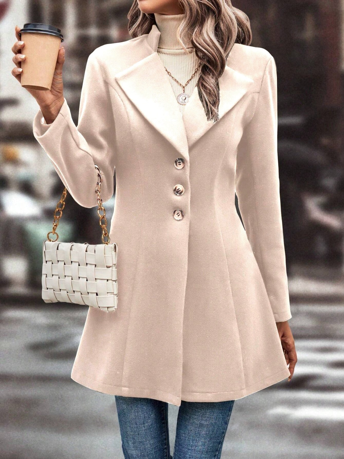 Collared Neck Long Sleeve Longline Coat-TOPS / DRESSES-[Adult]-[Female]-2022 Online Blue Zone Planet