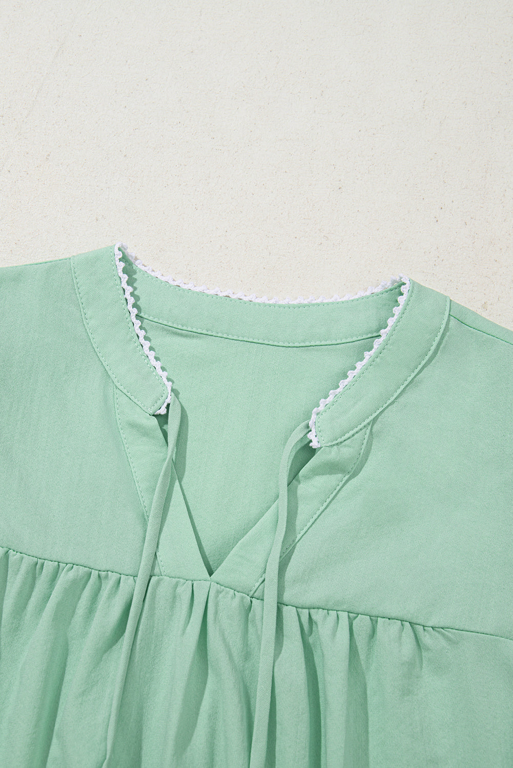 Clearly Aqua Floral Embroidered Puff Sleeve Split Neck Blouse-Tops/Blouses & Shirts-[Adult]-[Female]-2022 Online Blue Zone Planet