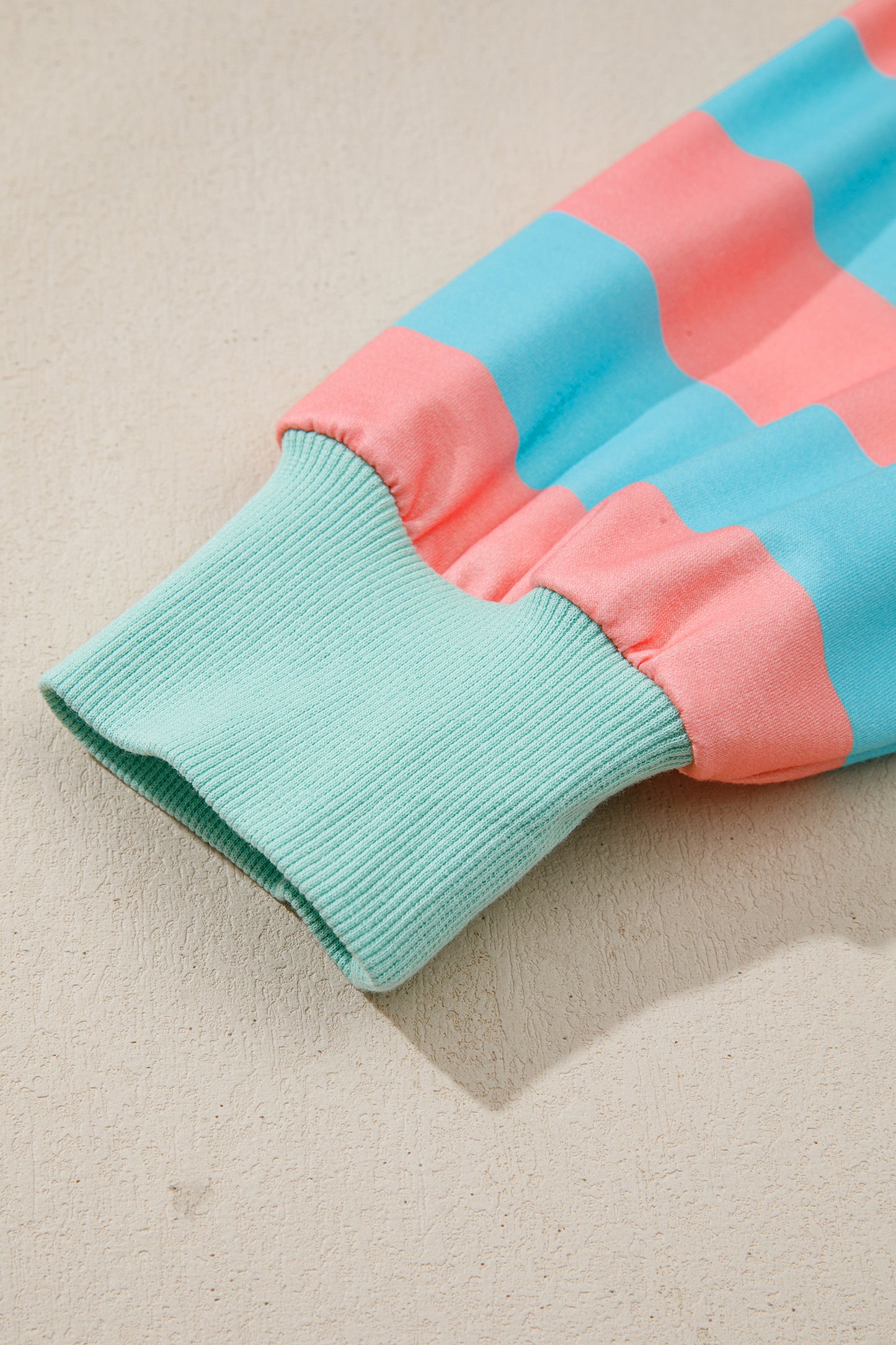 Pink Stripe Colorblock Drop Shoulder Buttoned Collar Side Slit Pullover Top-Tops/Long Sleeve Tops-[Adult]-[Female]-2022 Online Blue Zone Planet