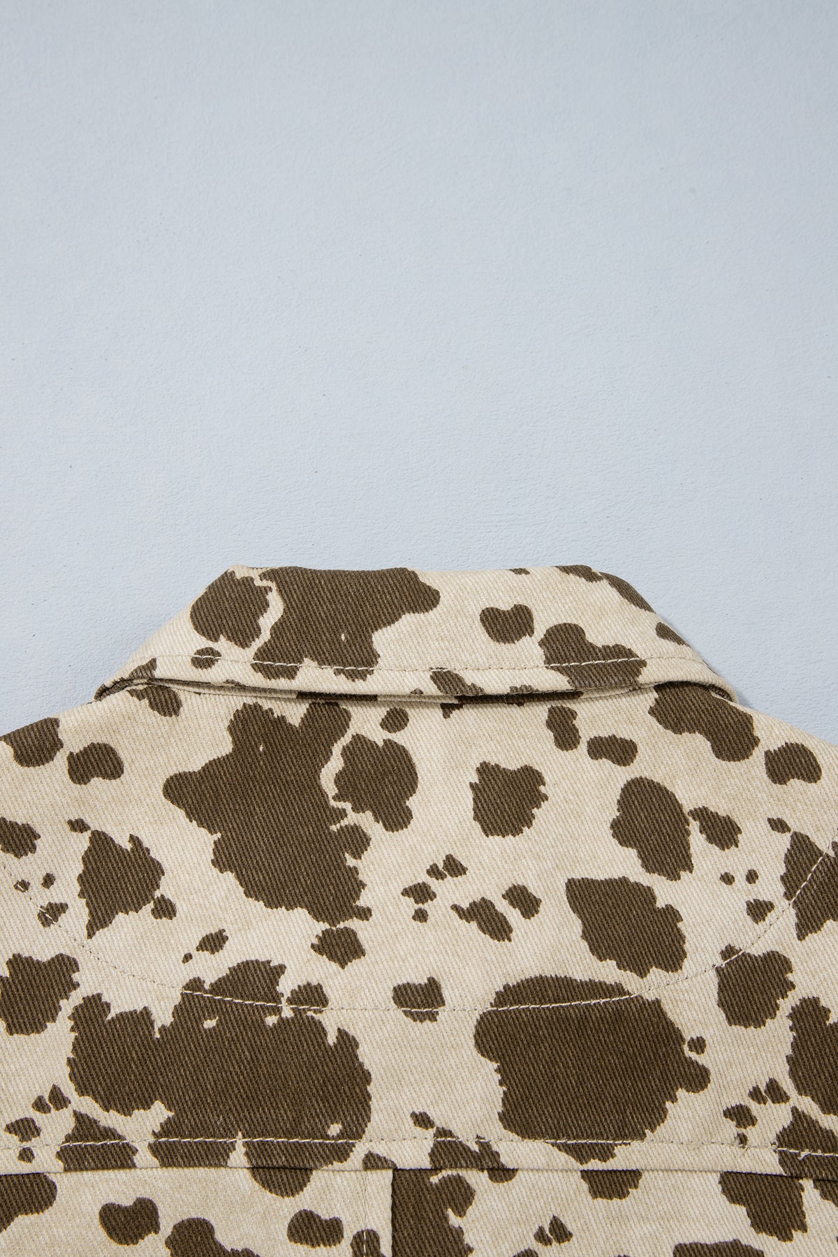 Brown Western Cow Print Cargo Pocket Denim Jacket-Outerwear/Denim jackets-[Adult]-[Female]-2022 Online Blue Zone Planet