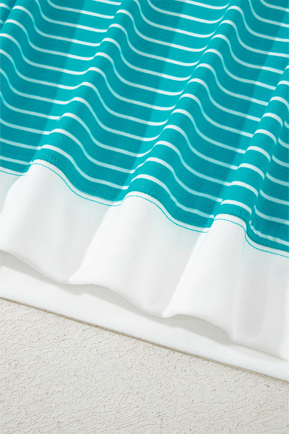 Sky Blue Stripe V Neck Tee and Casual Short Set-Two Piece Sets/Short Sets-[Adult]-[Female]-2022 Online Blue Zone Planet