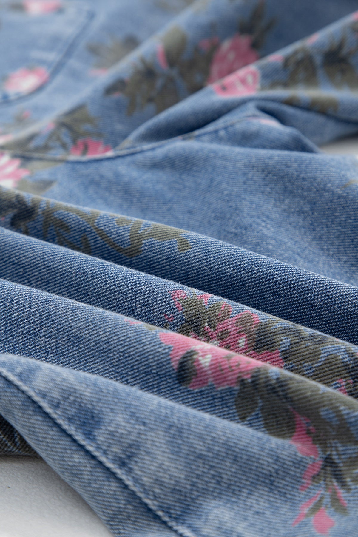 Myosotis Floral Print Denim Shortalls-Bottoms/Jumpsuits & Rompers-[Adult]-[Female]-2022 Online Blue Zone Planet