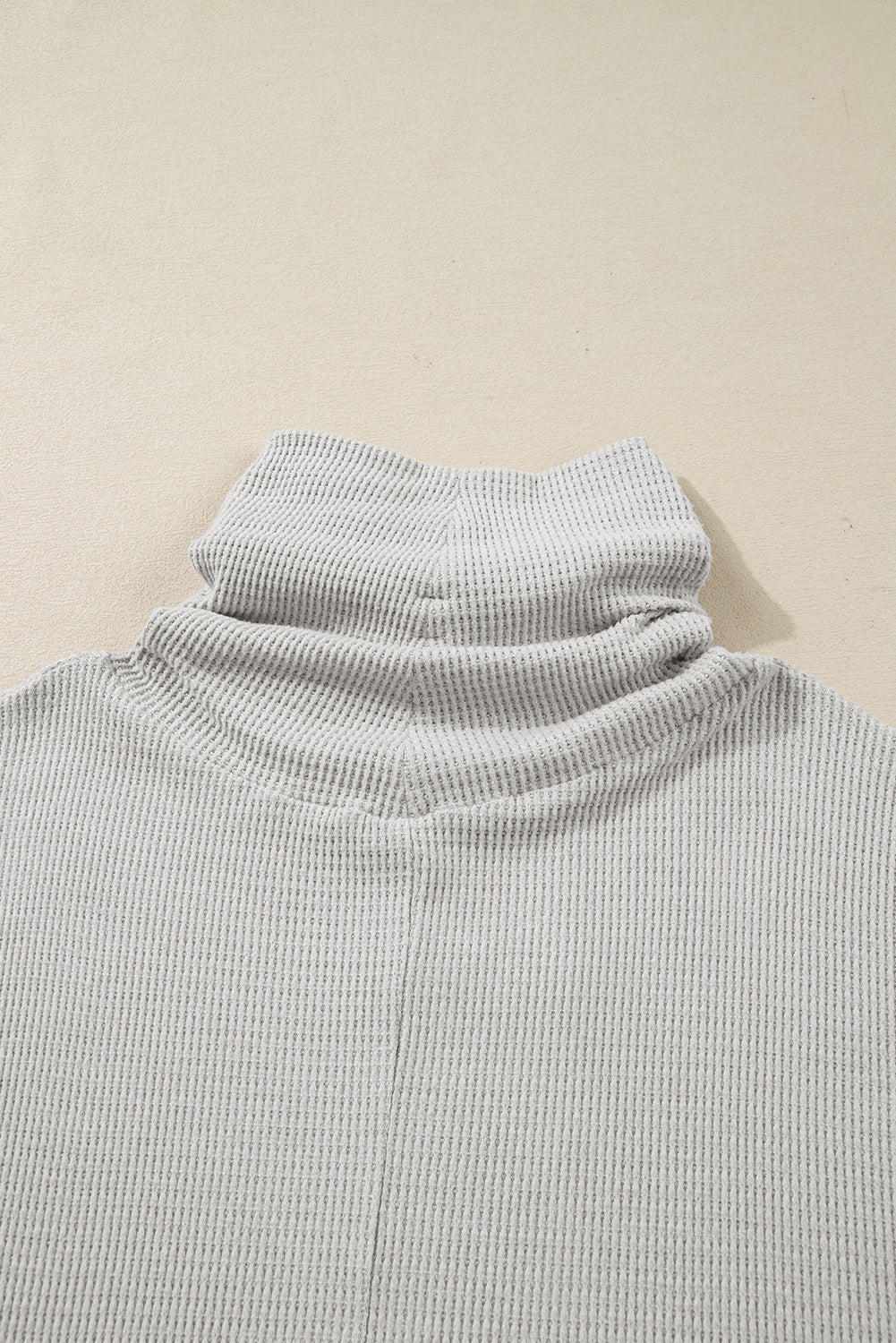 Light Grey Textured Knit Drawstring Cowl Neck Oversize Top With Side Slits-Tops/Long Sleeve Tops-[Adult]-[Female]-2022 Online Blue Zone Planet